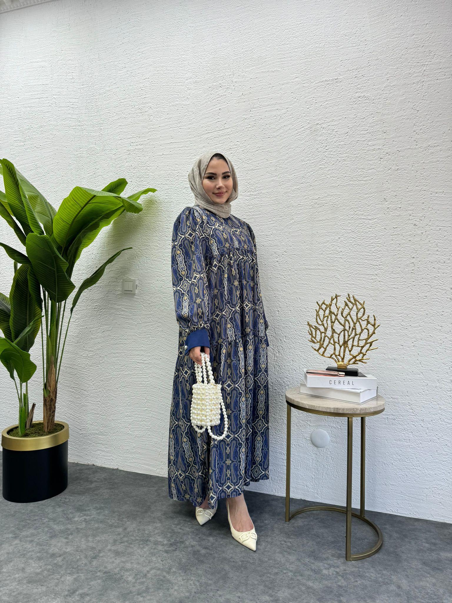 MEYSADESIGN ELBİSELER İnci Düğmeli Etnik Elbise