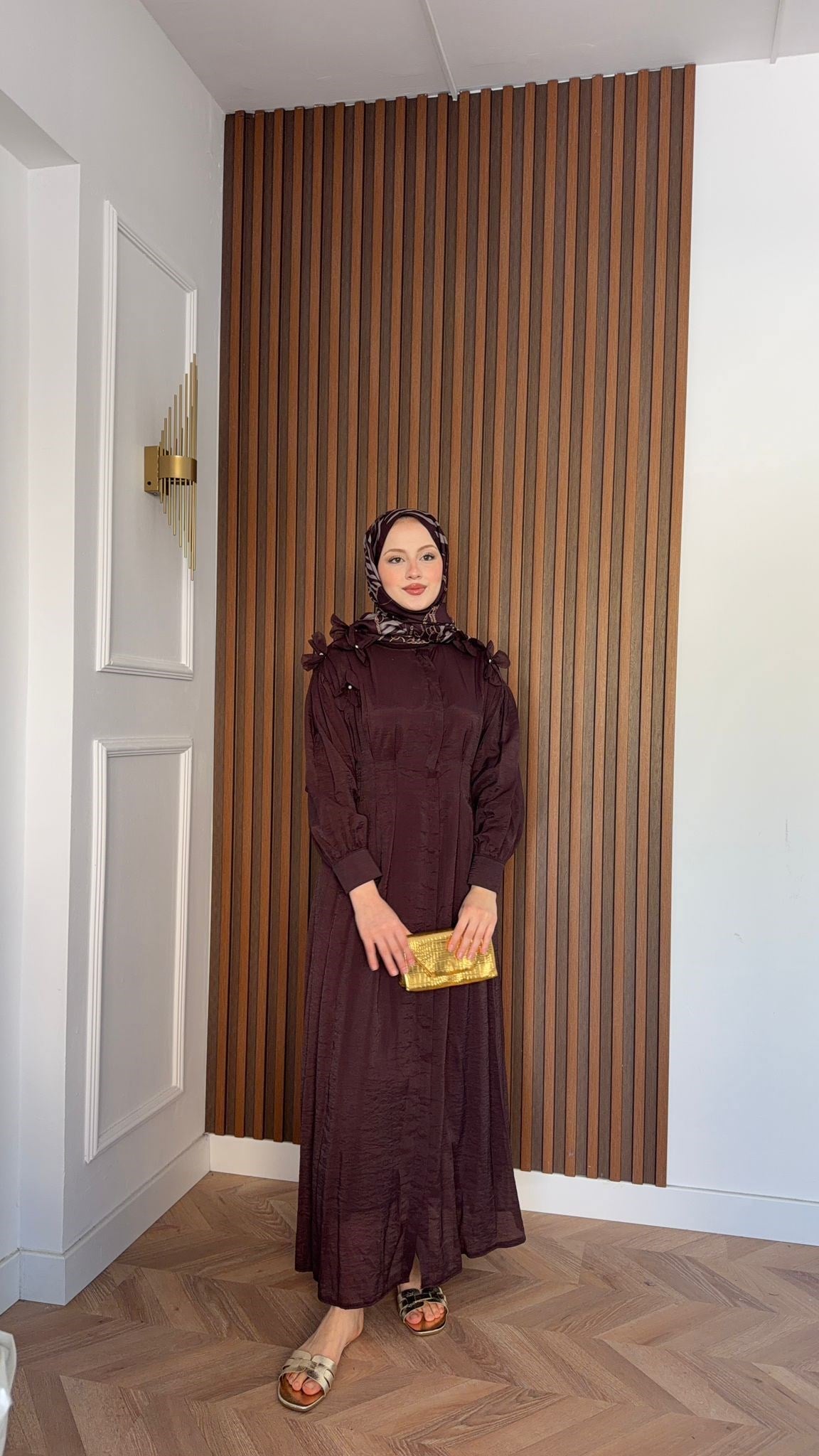 MEYSADESIGN ELBİSELER İncili Pensli Vual Elbise Burgonya