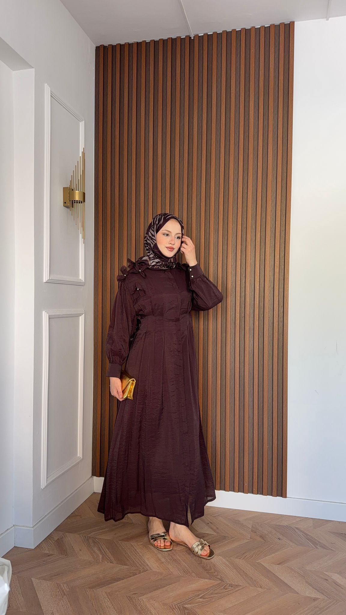 MEYSADESIGN ELBİSELER İncili Pensli Vual Elbise Burgonya
