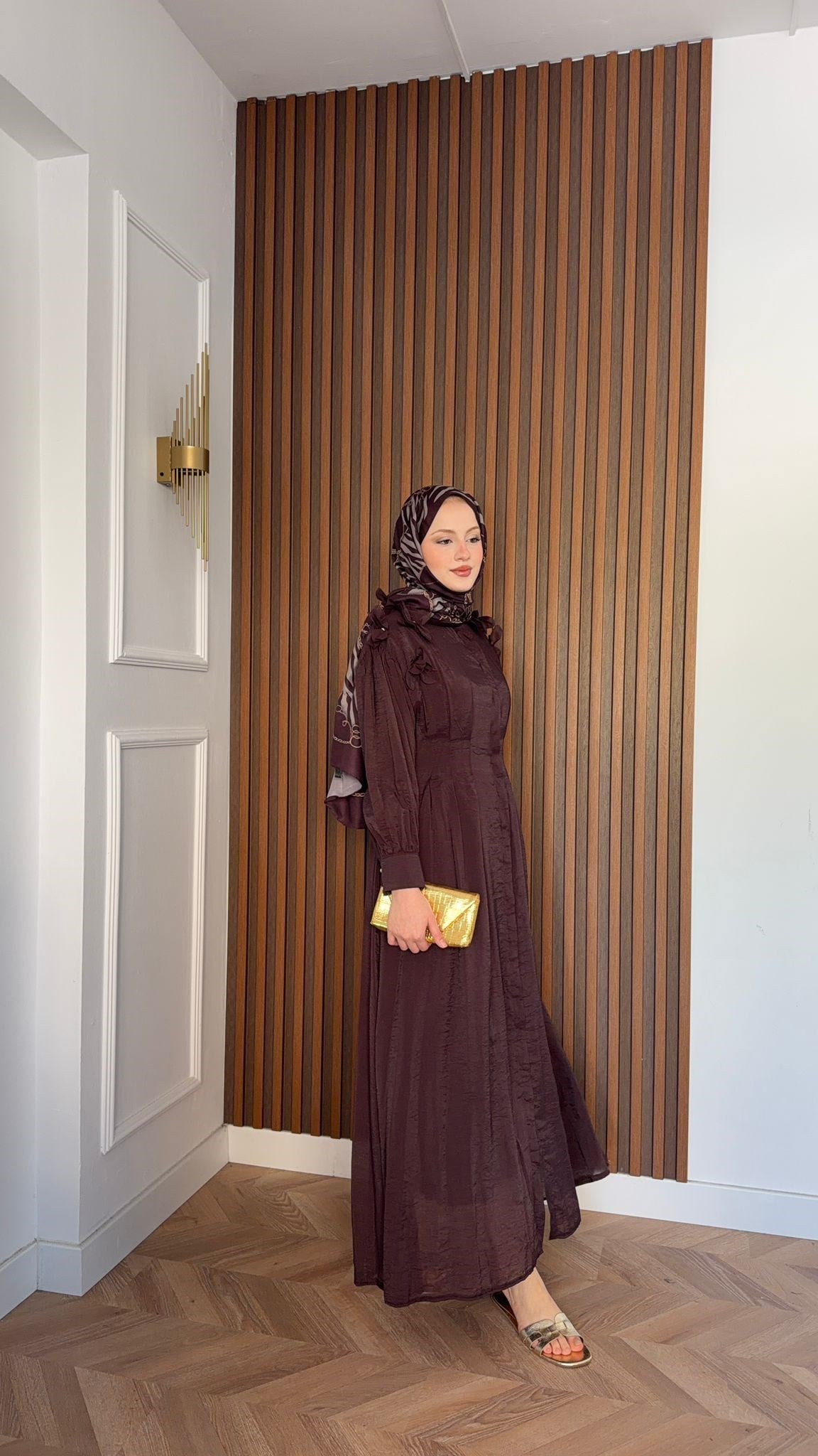 MEYSADESIGN ELBİSELER İncili Pensli Vual Elbise Burgonya