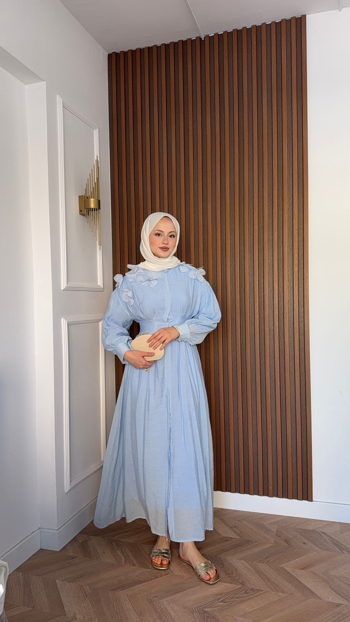 MEYSADESIGN ELBİSELER İncili Pensli Vual Elbise Bebe Mavisi
