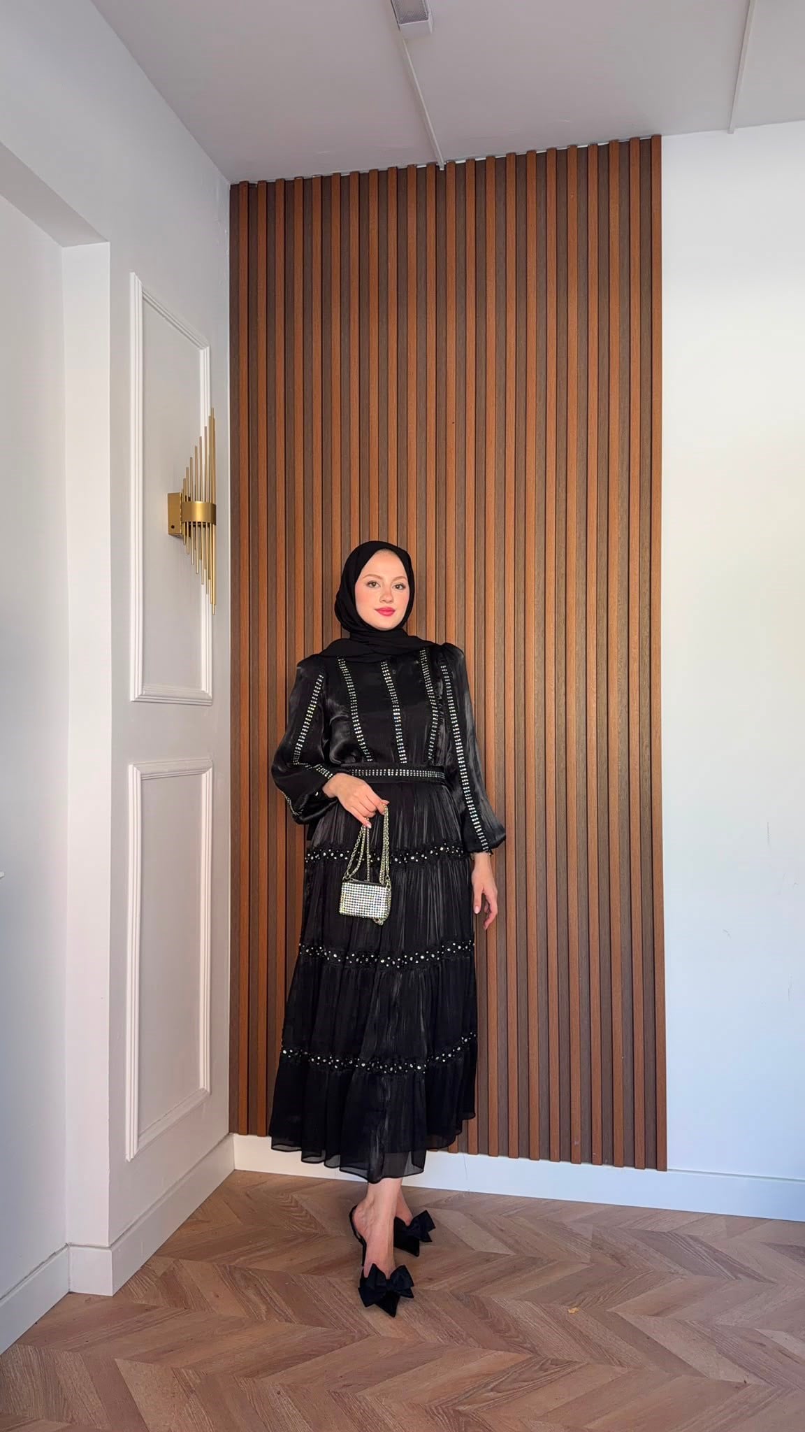 MEYSADESIGN ELBİSELER İthal Parıltılı Elbise Siyah