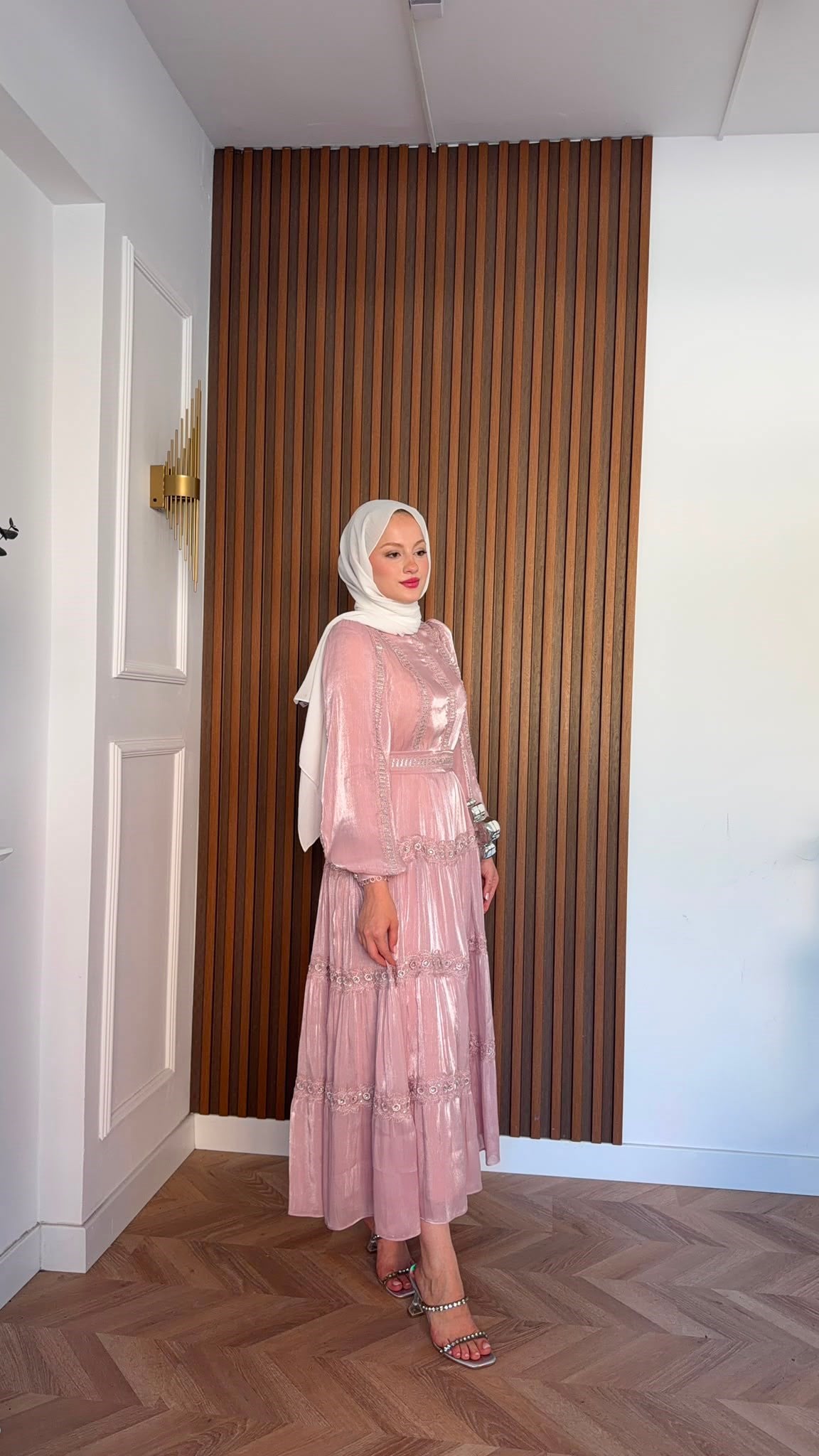 MEYSADESIGN ELBİSELER İthal Parıltılı Elbise Pembe