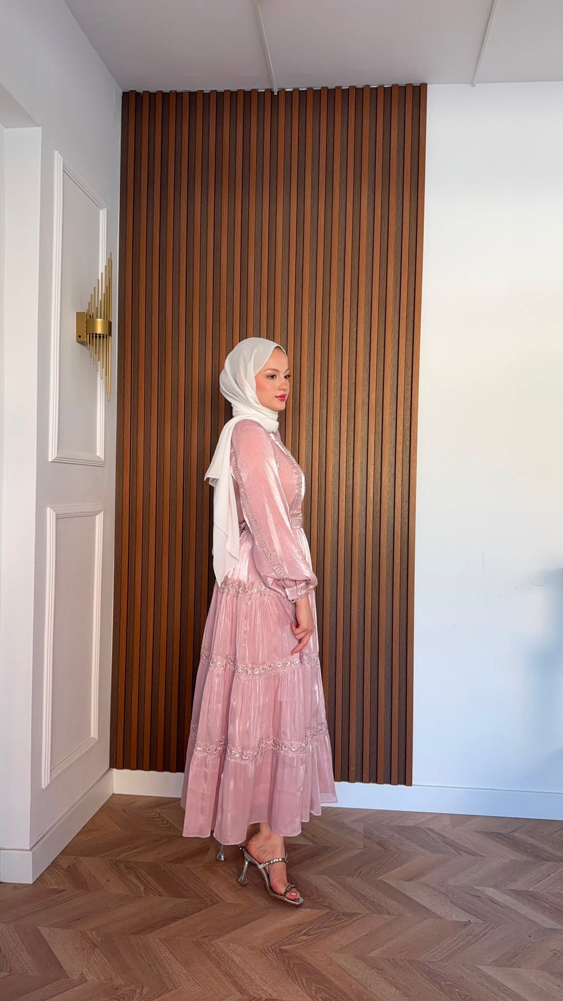 MEYSADESIGN ELBİSELER İthal Parıltılı Elbise Pembe