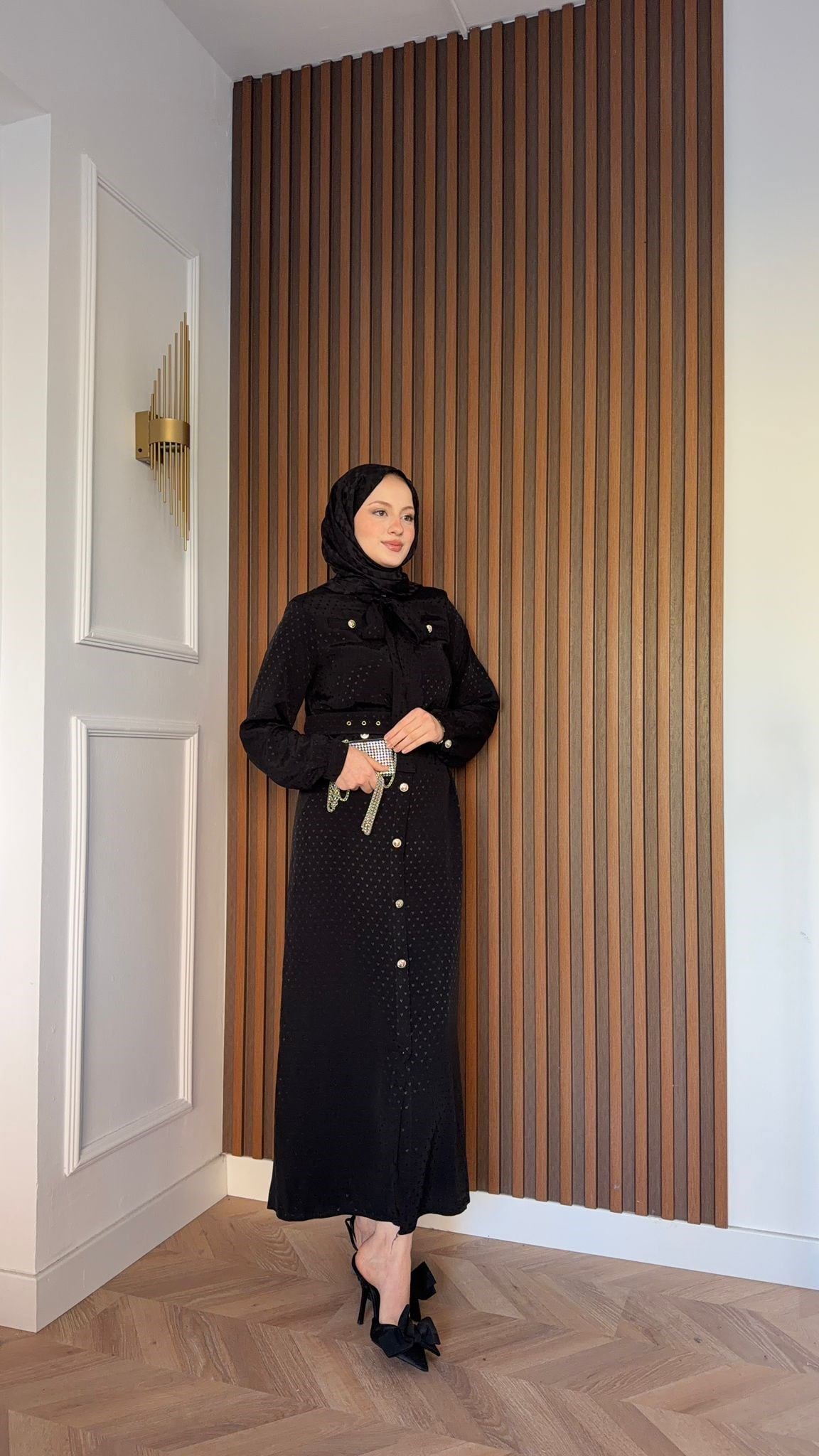 MEYSADESIGN ELBİSELER Kalp Baskılı Fiyonklu Elbise Siyah