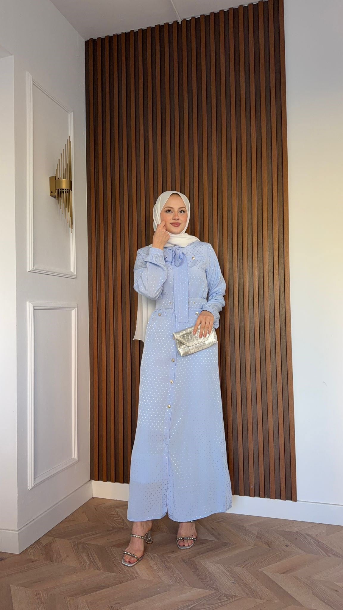 MEYSADESIGN ELBİSELER Kalp Baskılı Fiyonklu Elbise Bebe Mavisi