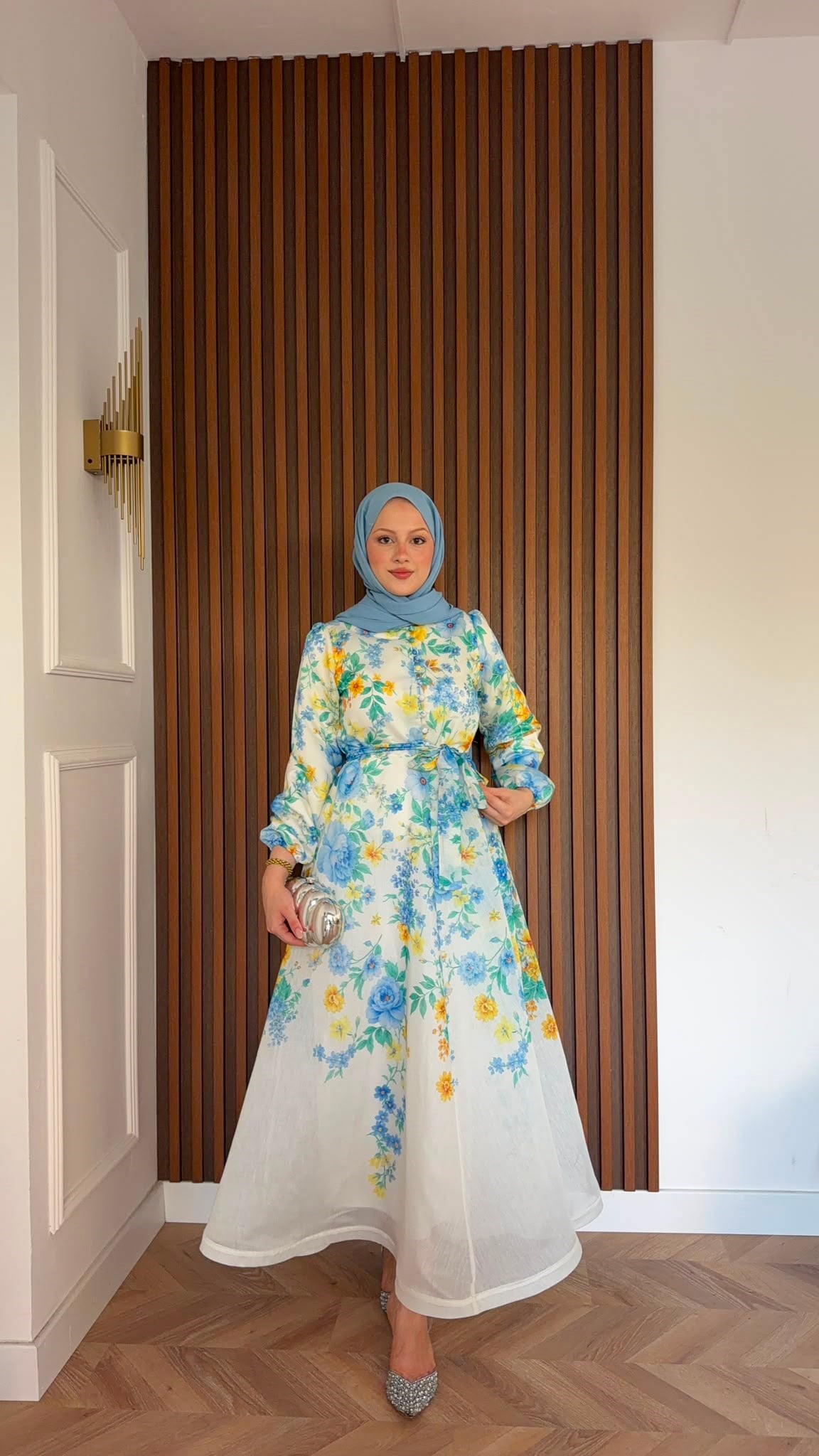 MEYSADESIGN ELBİSELER Lavinya Çiçekli Elbise Bebe Mavisi