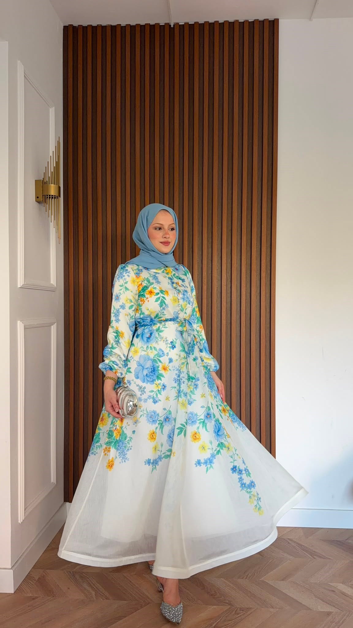 MEYSADESIGN ELBİSELER Lavinya Çiçekli Elbise Bebe Mavisi