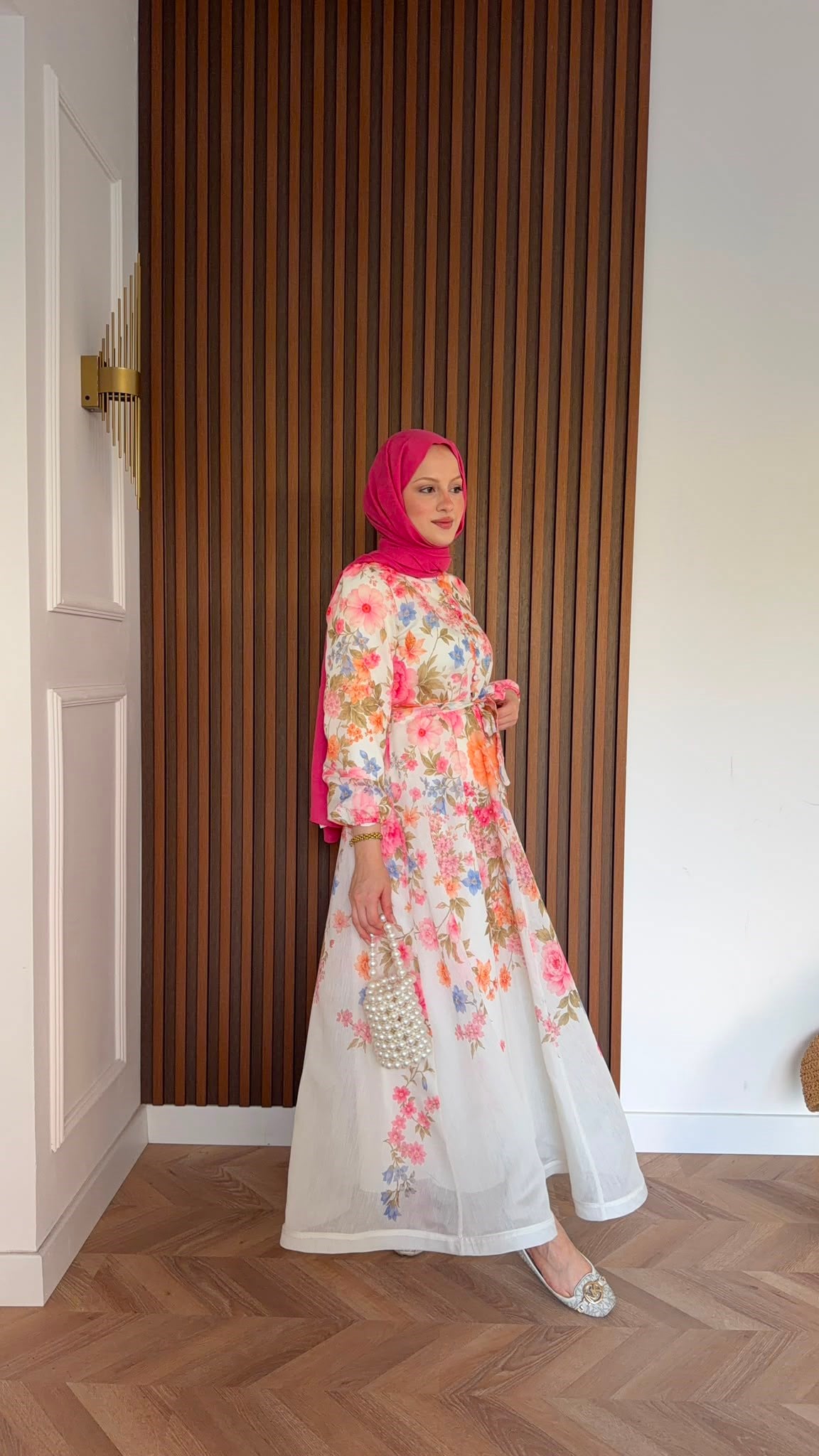 MEYSADESIGN ELBİSELER Lavinya Çiçekli Elbise Pembe