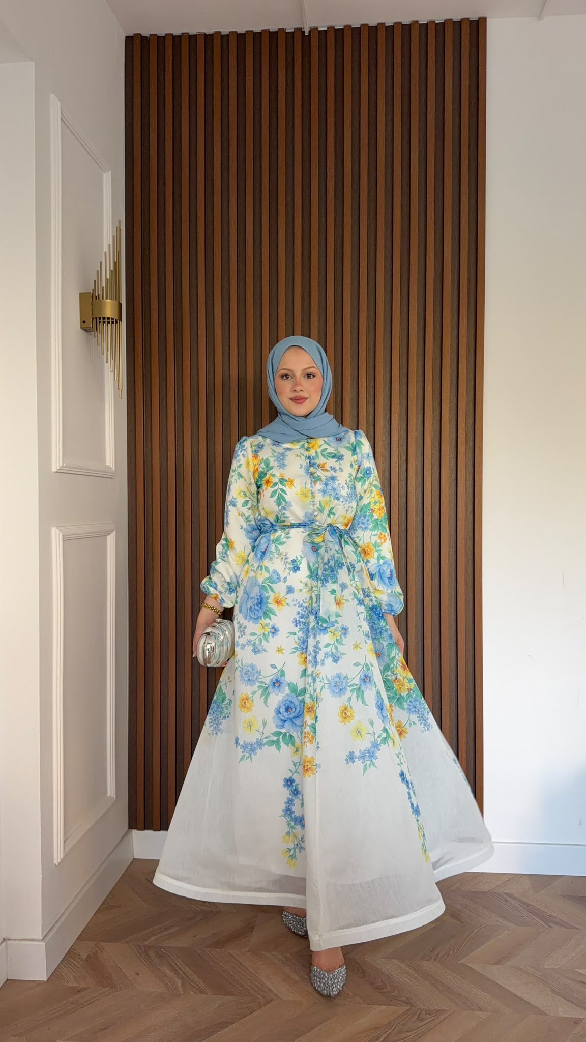 MEYSADESIGN ELBİSELER Lavinya Çiçekli Elbise Bebe Mavisi