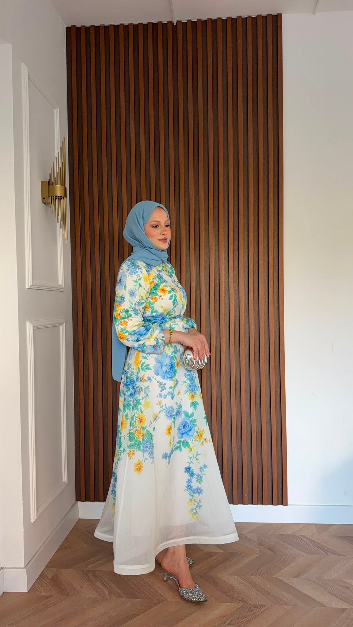 MEYSADESIGN ELBİSELER Lavinya Çiçekli Elbise Bebe Mavisi