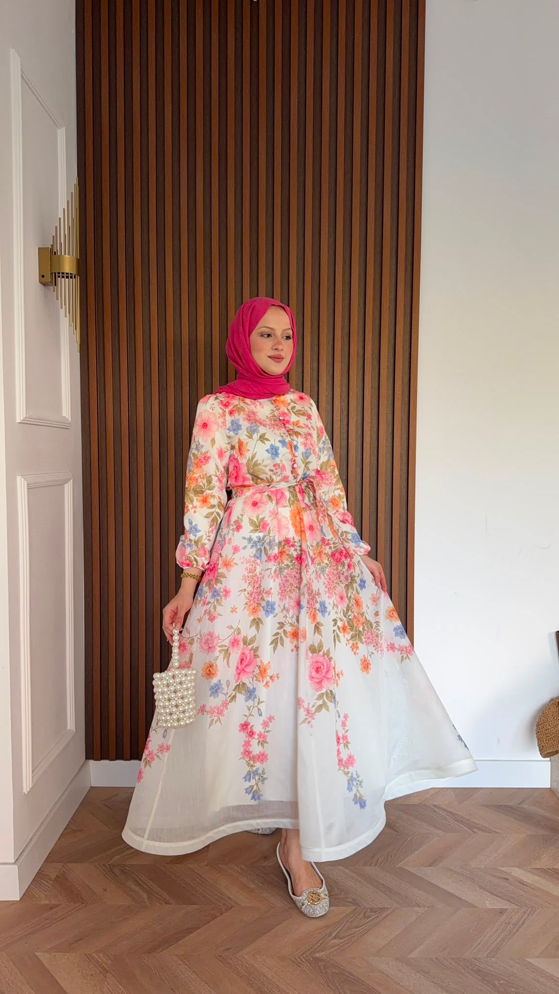 MEYSADESIGN ELBİSELER Lavinya Çiçekli Elbise Pembe