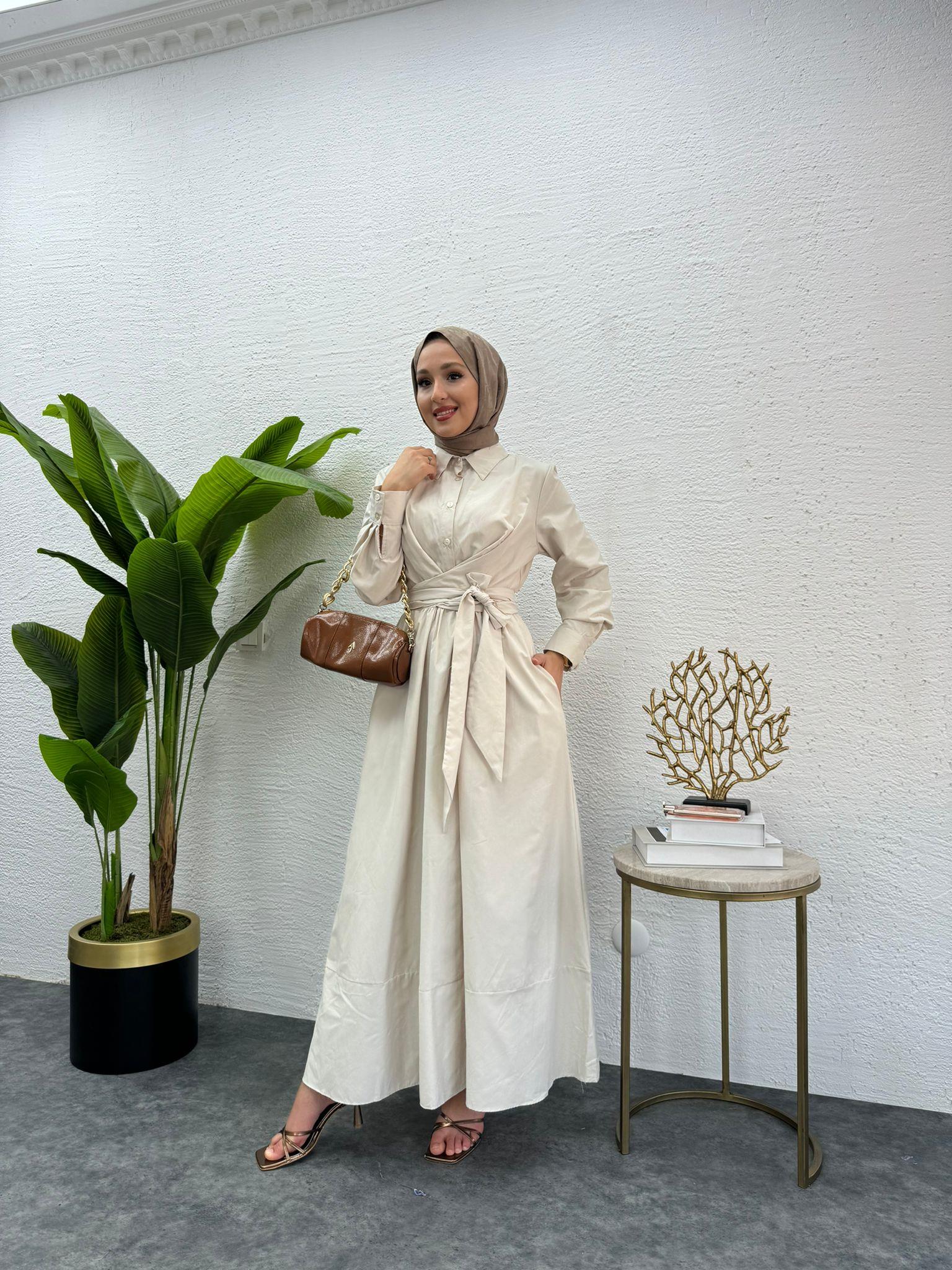 MEYSADESIGN ELBİSELER Lou Poplin Elbise Taş
