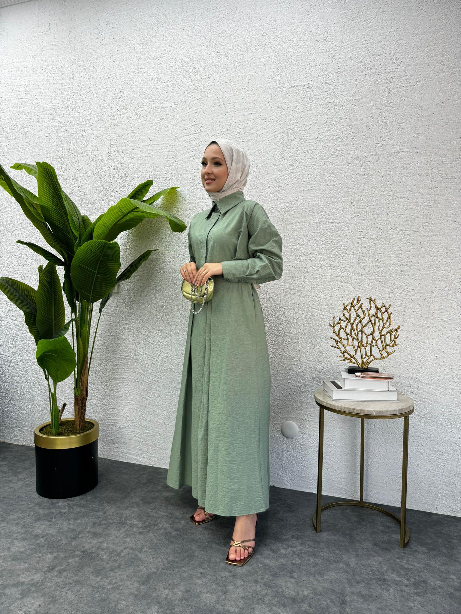 MEYSADESIGN ELBİSELER Lucca Düğmeli Elbise Mint Yeşili