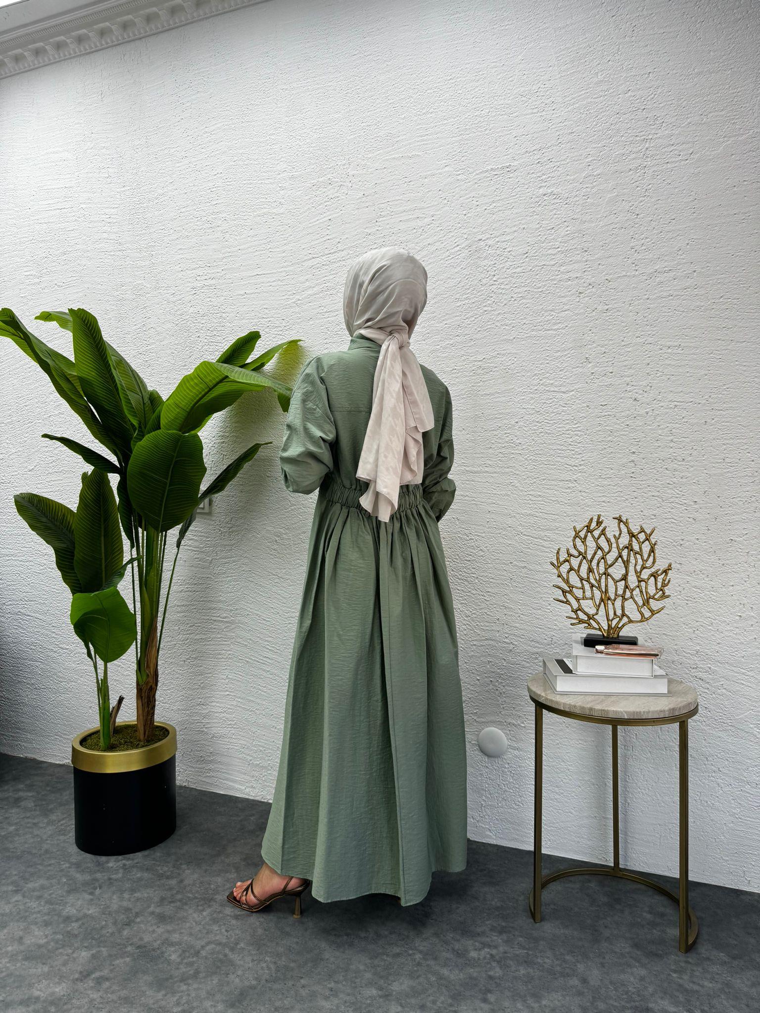 MEYSADESIGN ELBİSELER Lucca Düğmeli Elbise Mint Yeşili