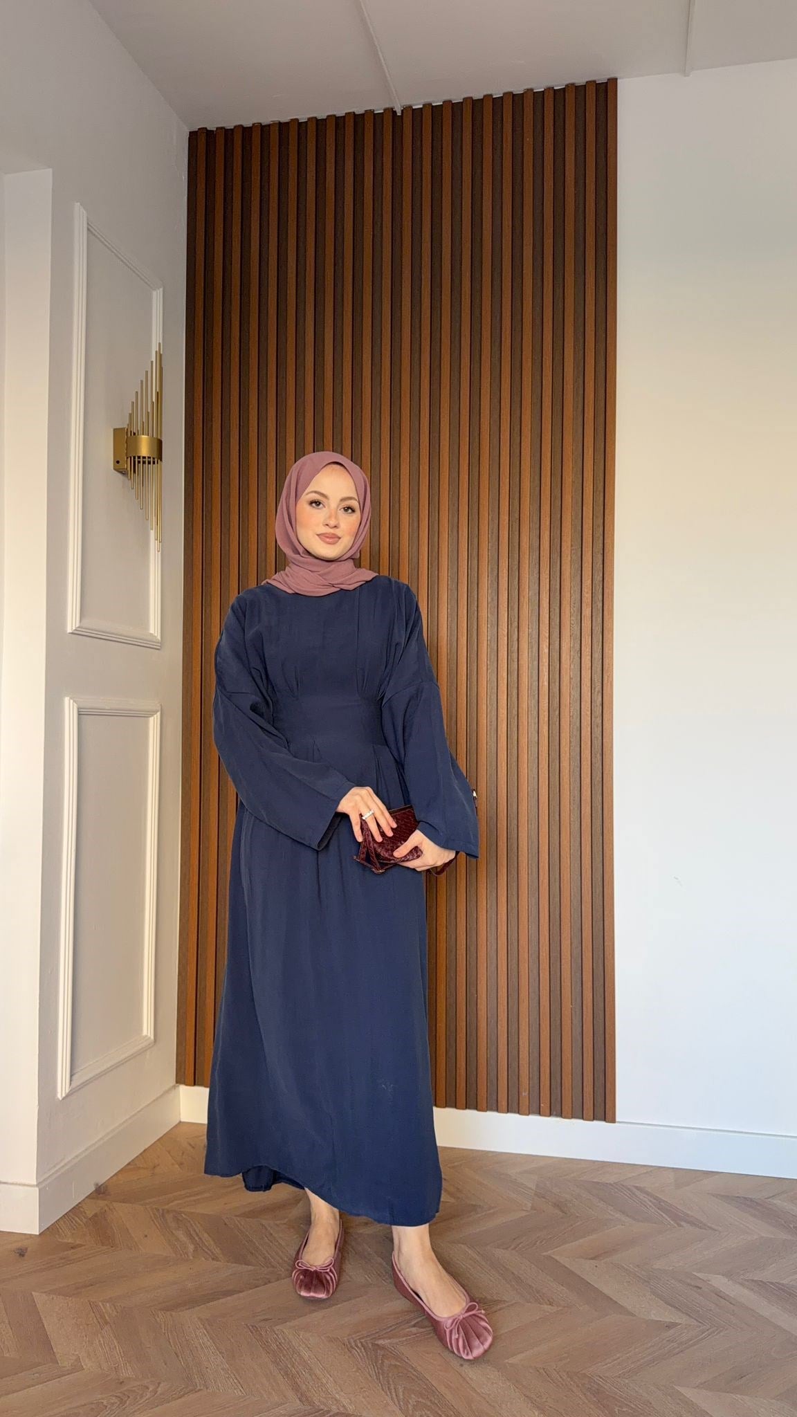 MEYSADESIGN DRESSES Maya Beli Pensli Vual Elbise Lacivert