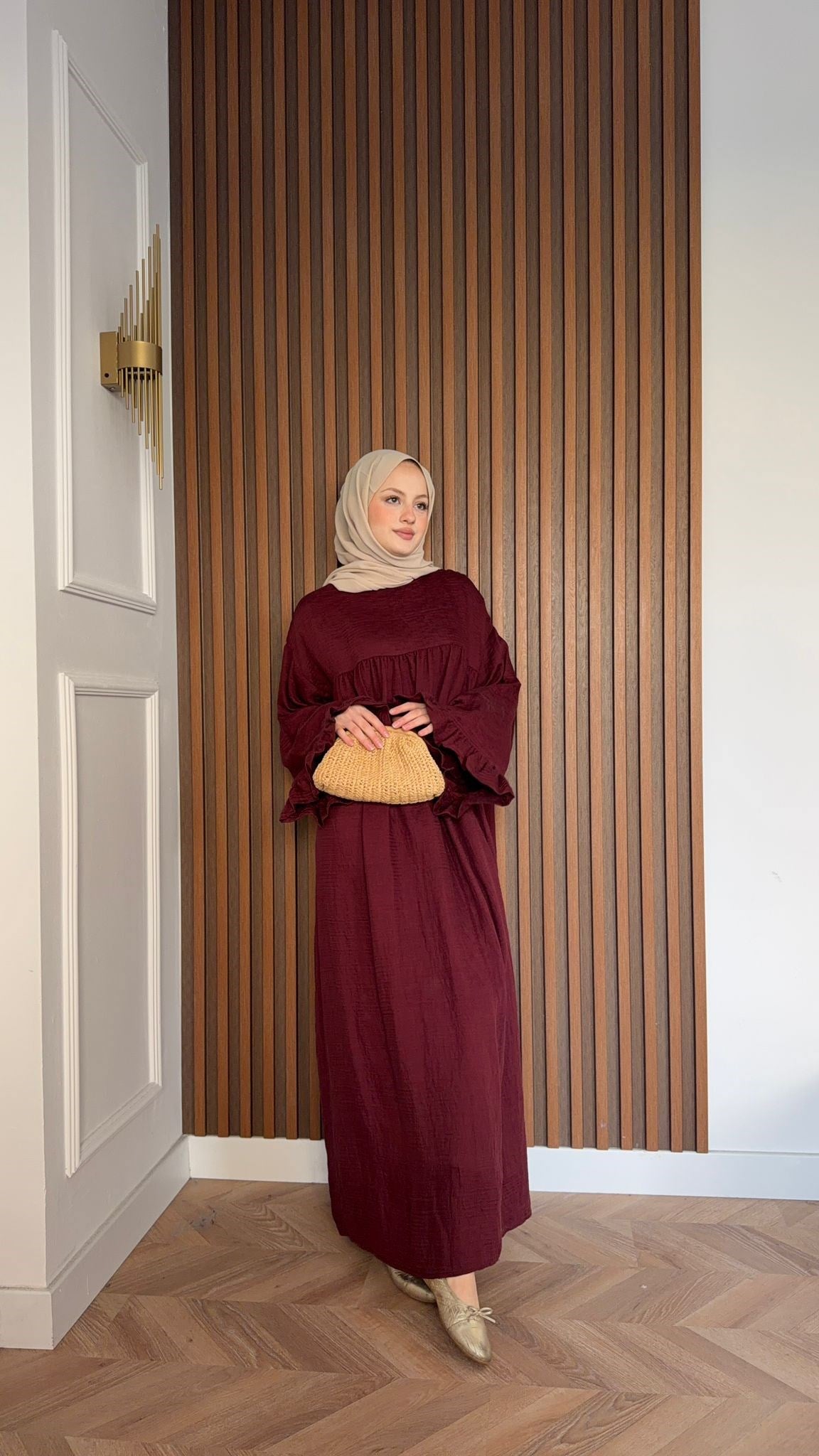 MEYSADESIGN ELBİSELER Milano Vual Elbise Bordo