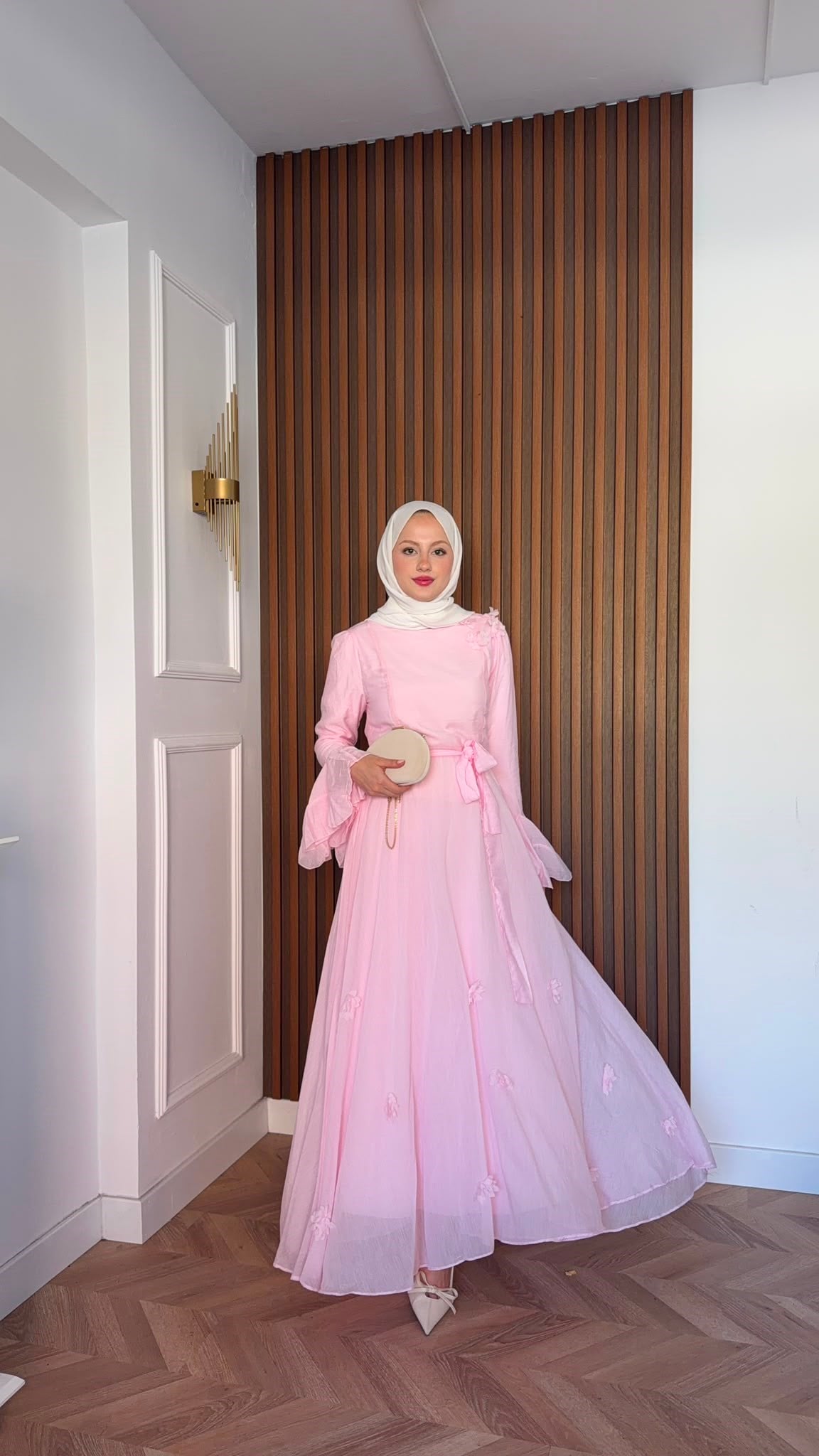 MEYSADESIGN ELBİSELER Papatya Vual Elbise Pembe