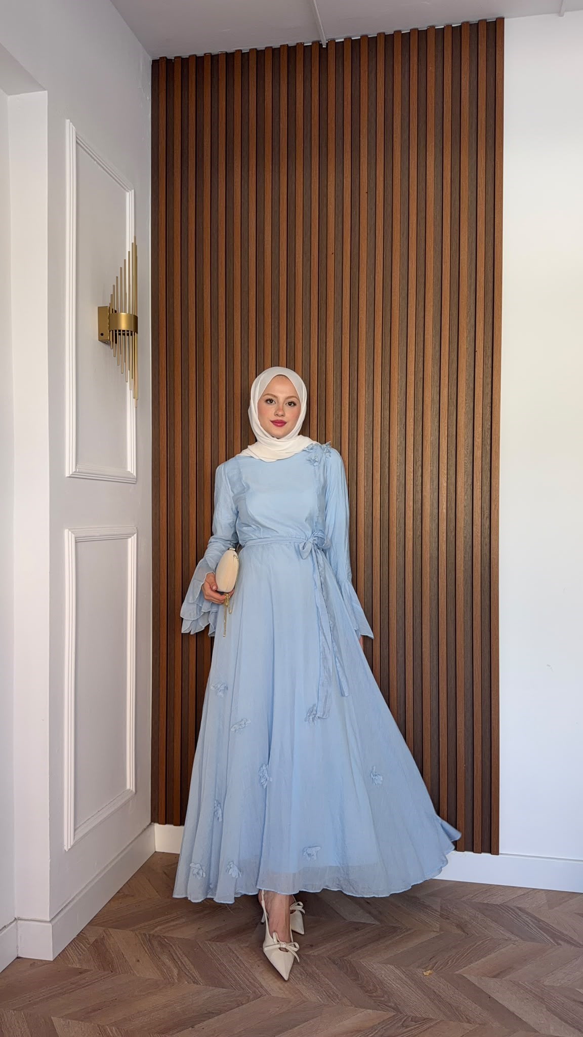 MEYSADESIGN ELBİSELER Papatya Vual Elbise Bebe Mavisi