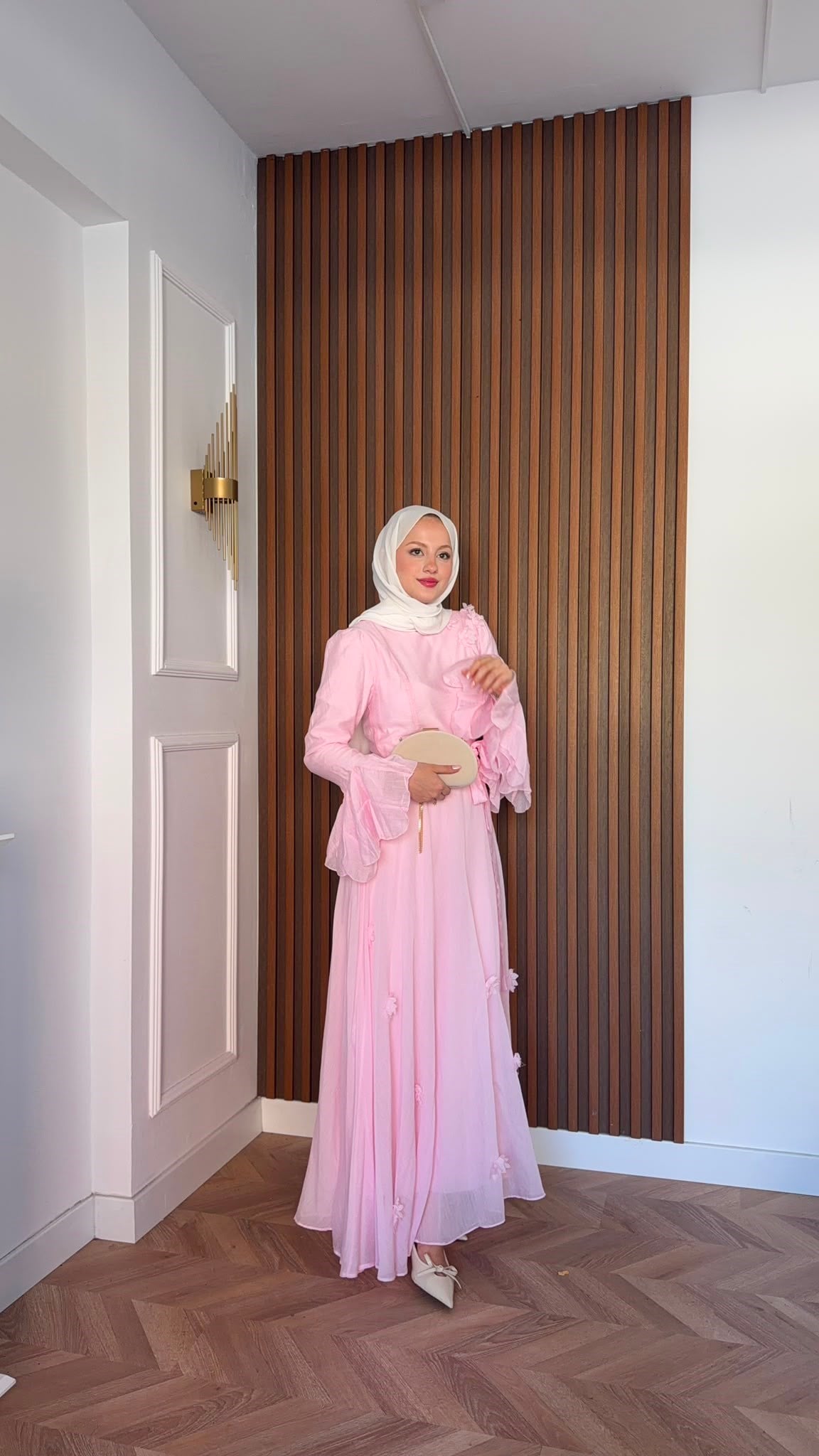 MEYSADESIGN ELBİSELER Papatya Vual Elbise Pembe