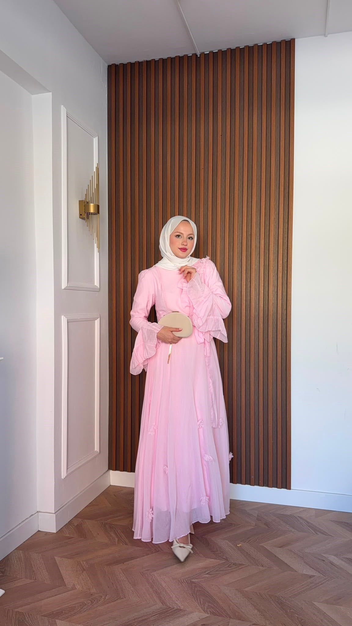 MEYSADESIGN ELBİSELER Papatya Vual Elbise Pembe