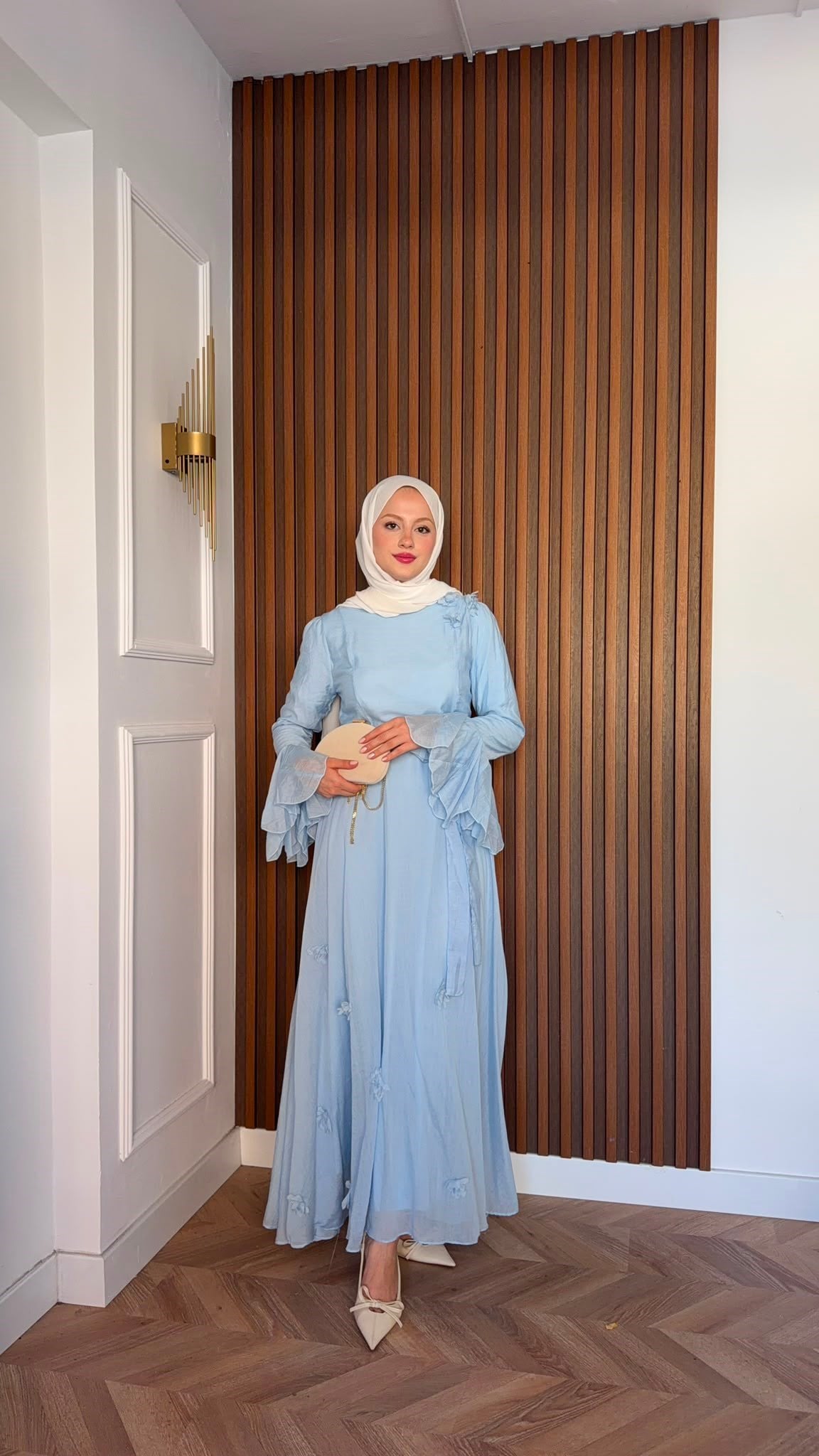 MEYSADESIGN ELBİSELER Papatya Vual Elbise Bebe Mavisi