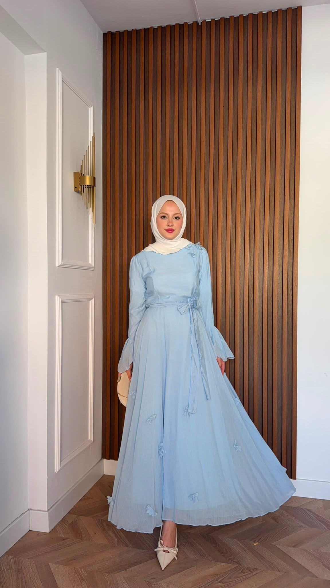 MEYSADESIGN ELBİSELER Papatya Vual Elbise Bebe Mavisi