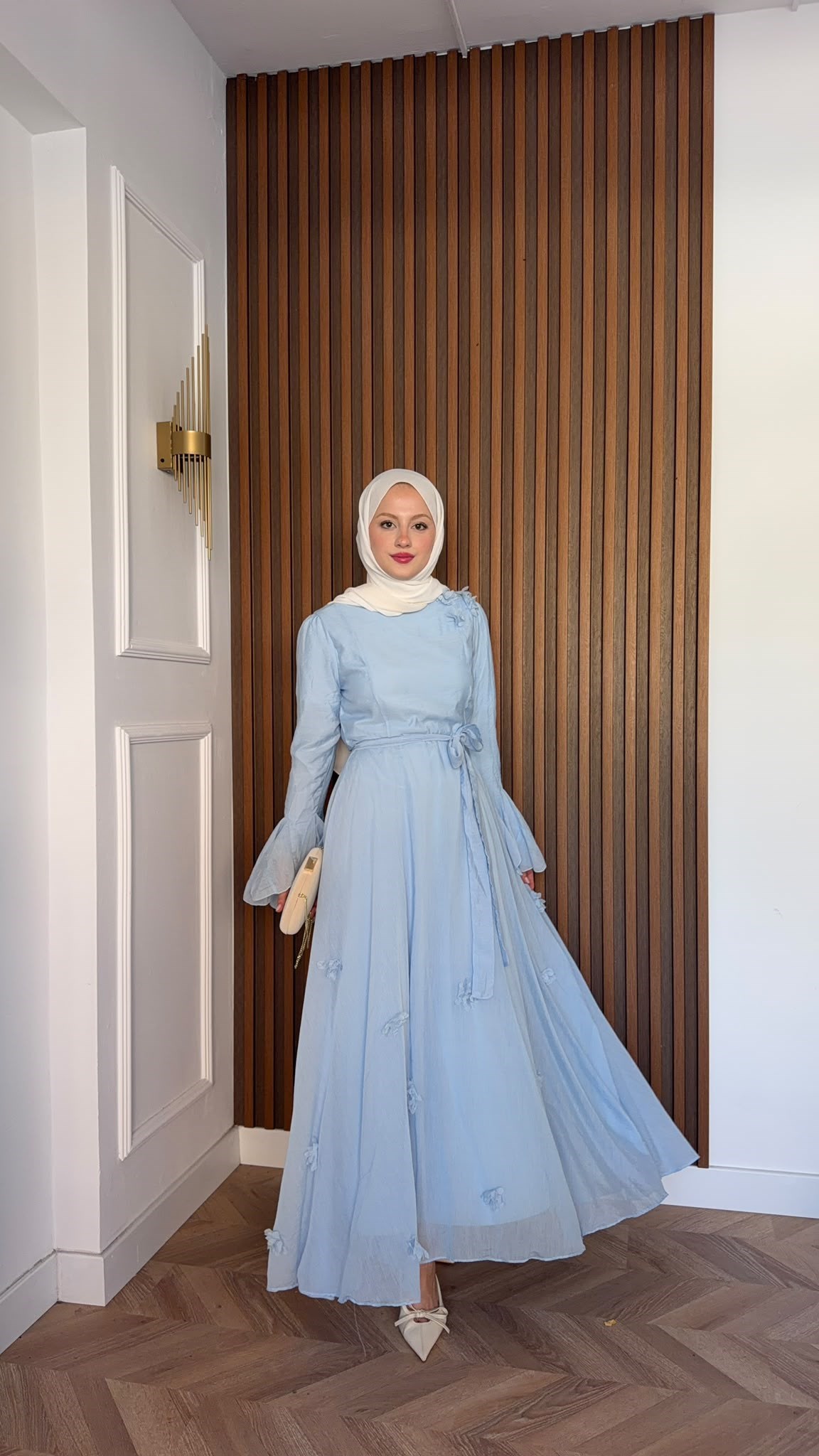 MEYSADESIGN ELBİSELER Papatya Vual Elbise Bebe Mavisi