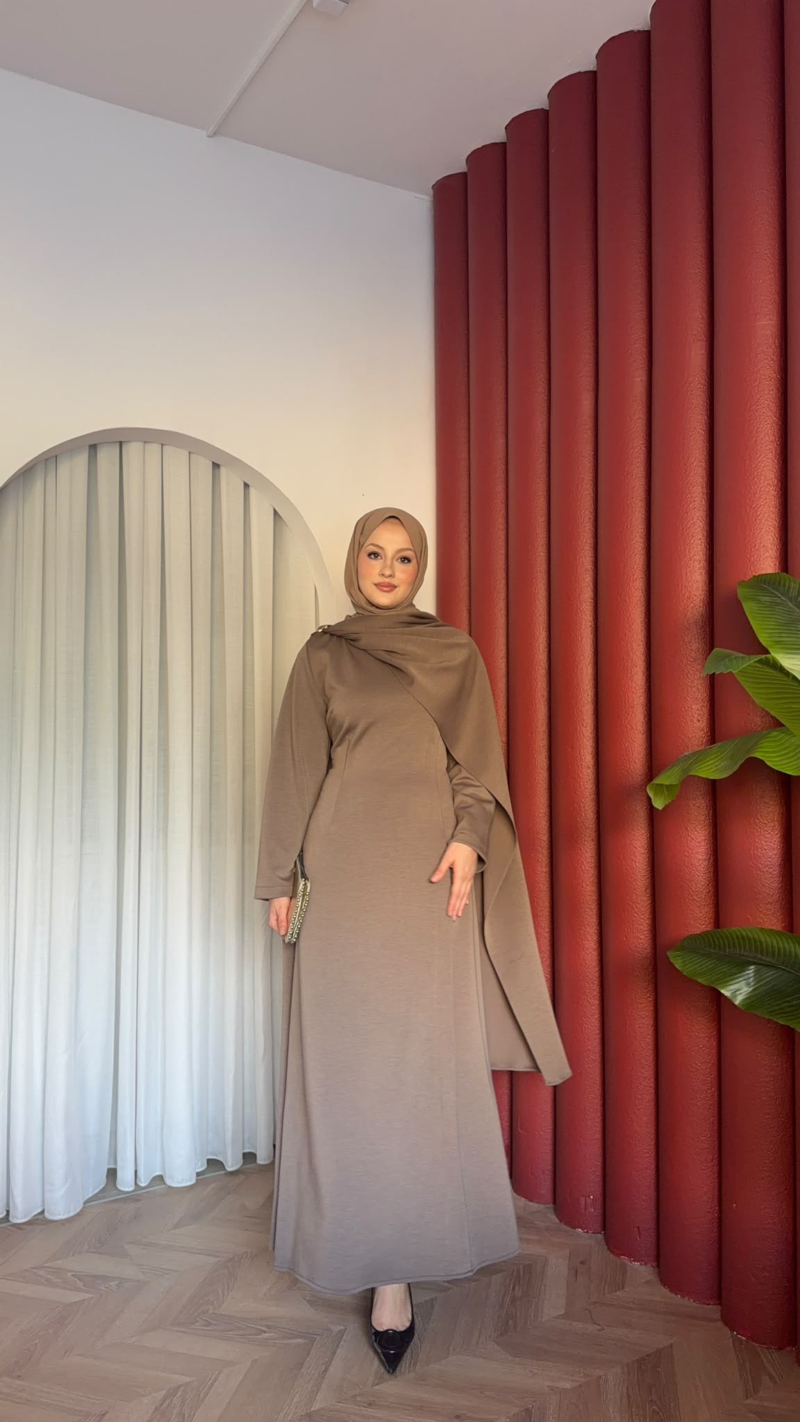 MEYSADESIGN ELBİSELER Pelerinli Oysh Elbise Vizon