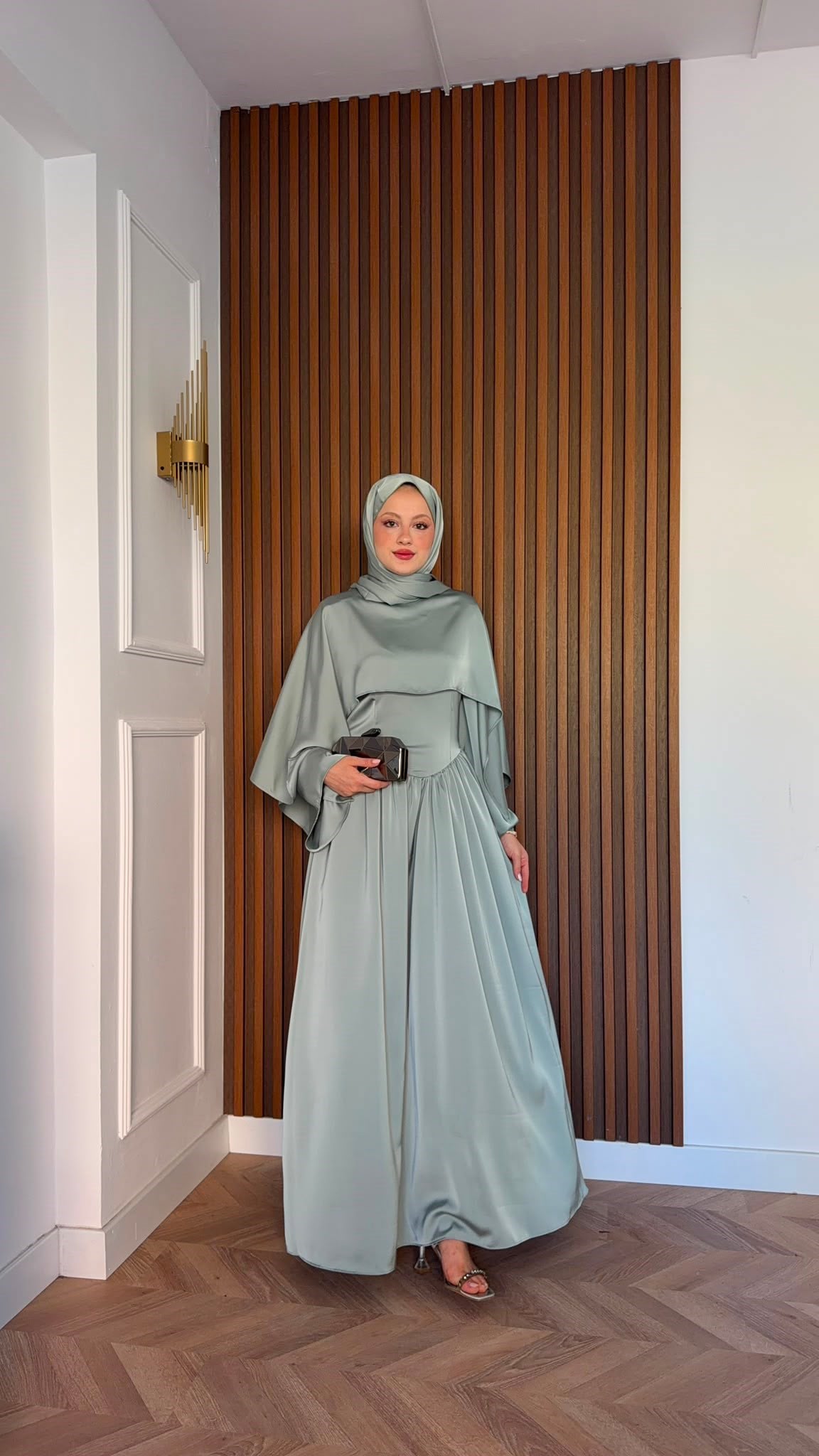 MEYSADESIGN ELBİSELER Pinky Saten Şallı Abiye Mint