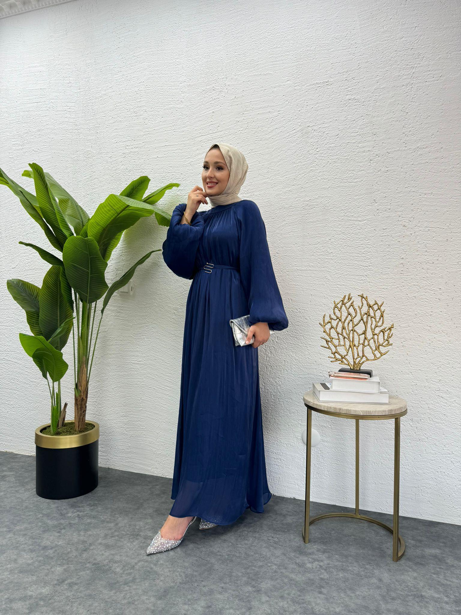 MEYSADESIGN ELBİSELER Pırlanta Vual Elbise Lacivert