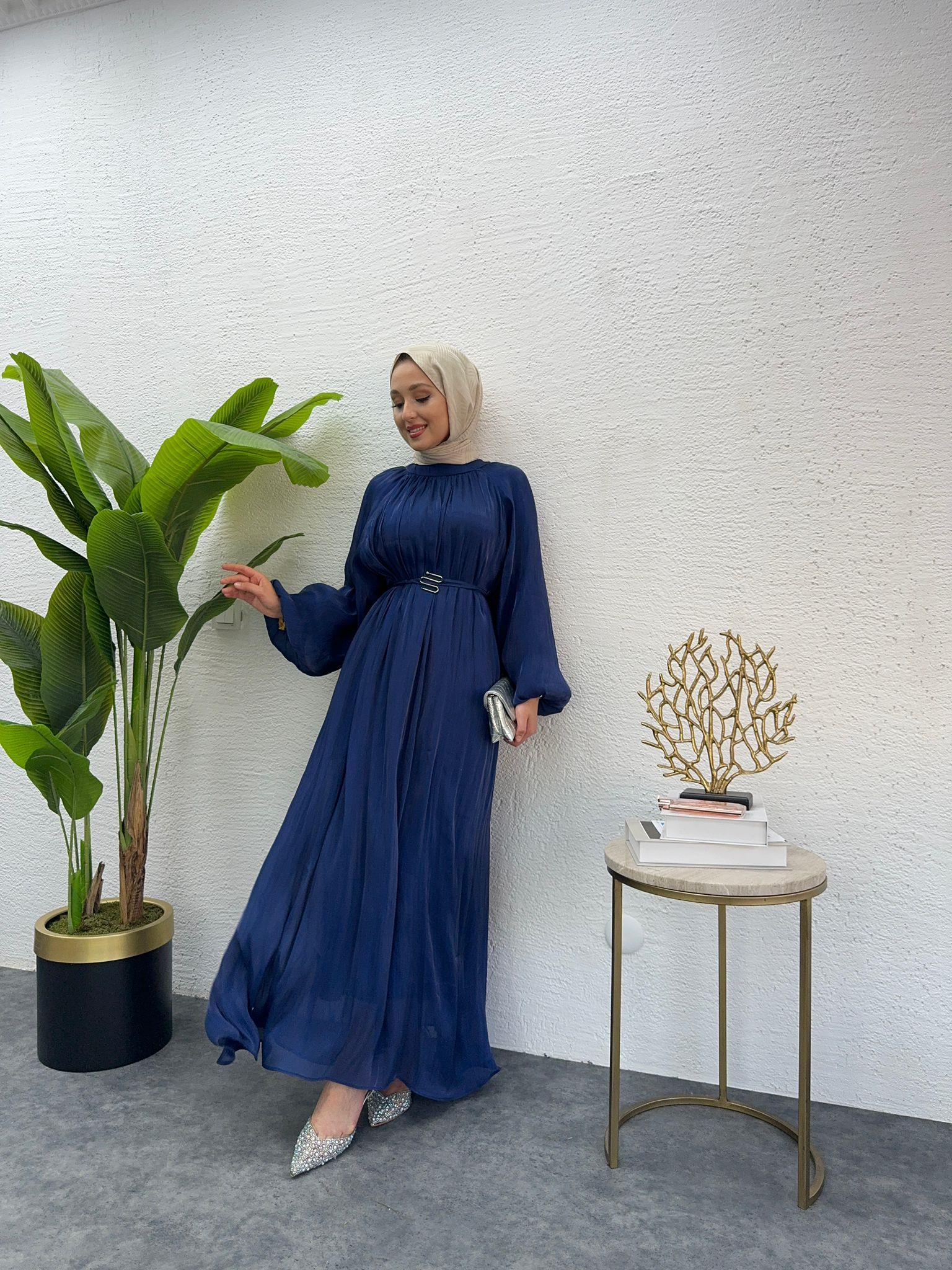 MEYSADESIGN ELBİSELER Pırlanta Vual Elbise Lacivert