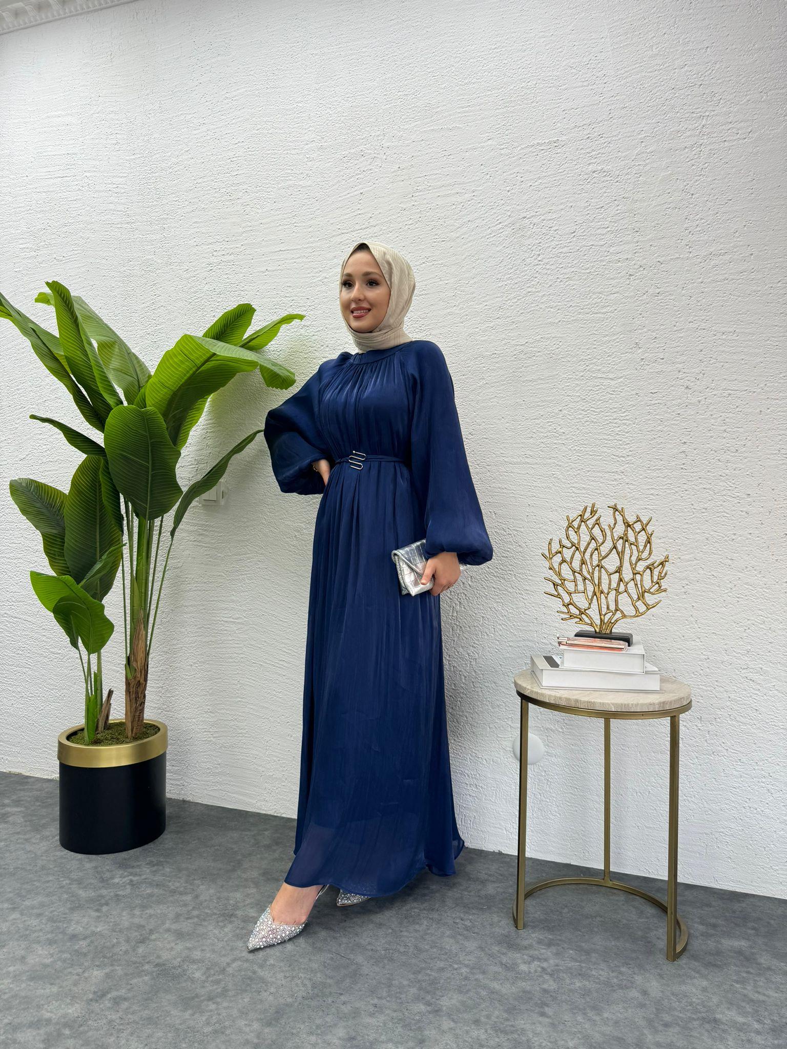 MEYSADESIGN ELBİSELER Pırlanta Vual Elbise Lacivert