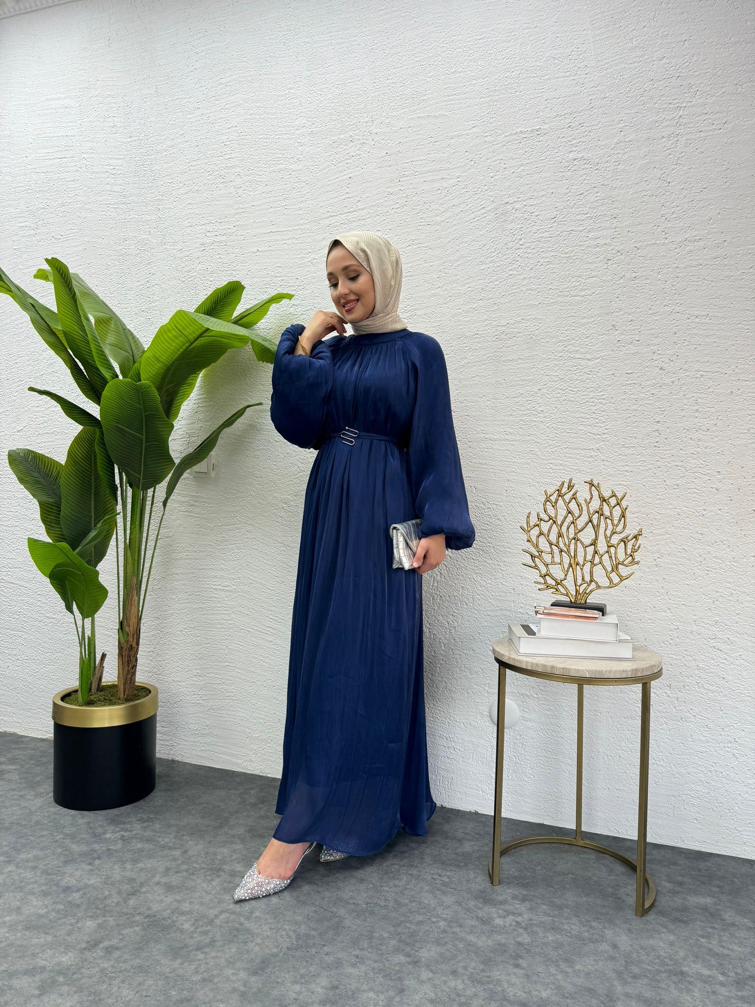 MEYSADESIGN ELBİSELER Pırlanta Vual Elbise Lacivert
