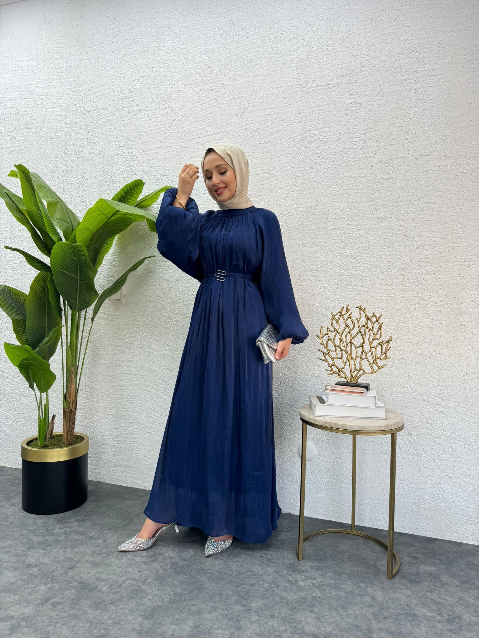 MEYSADESIGN ELBİSELER Pırlanta Vual Elbise Lacivert