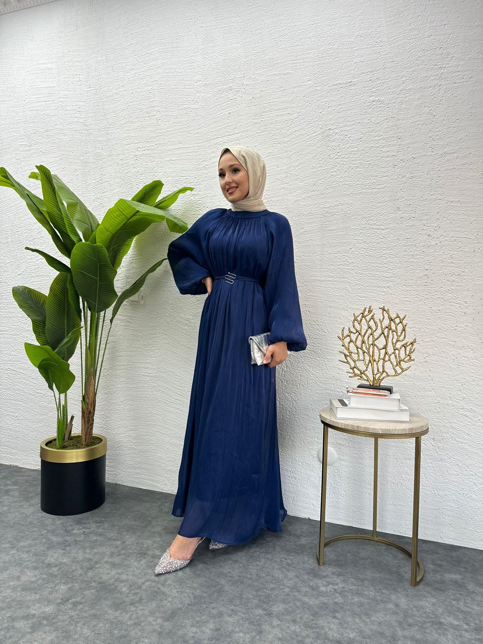 MEYSADESIGN ELBİSELER Pırlanta Vual Elbise Lacivert