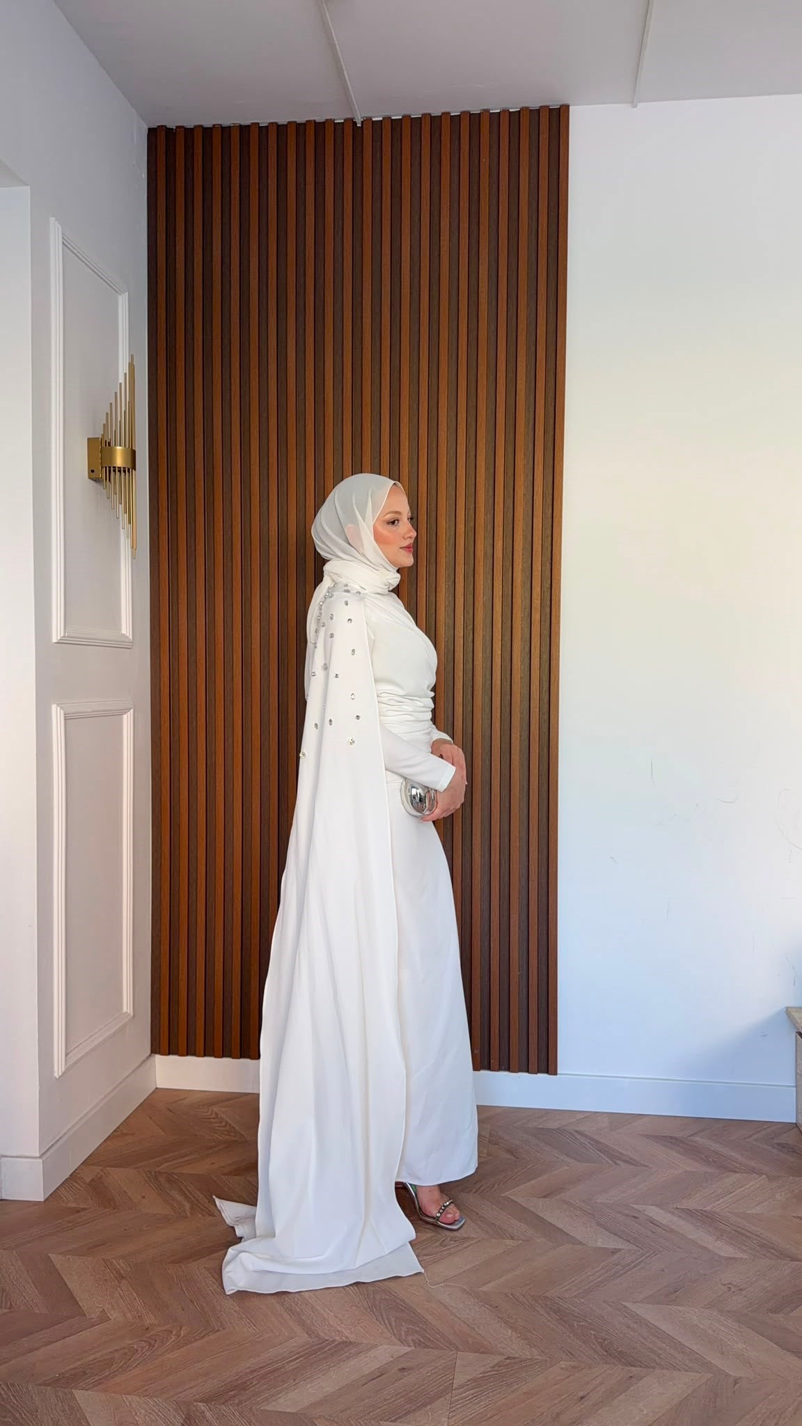 MEYSADESIGN ELBİSELER Qui Taşlı Abiye Beyaz