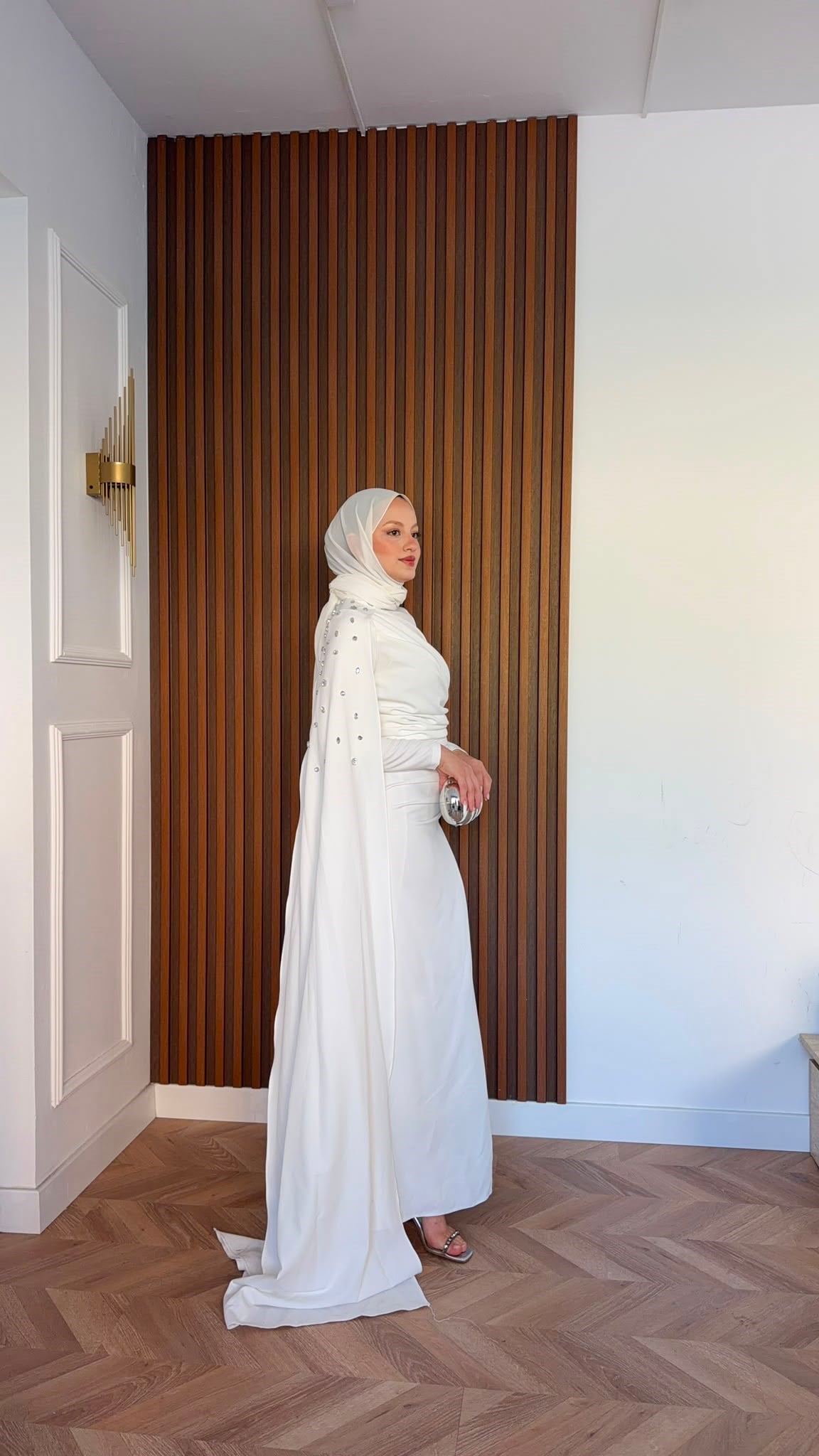 MEYSADESIGN ELBİSELER Qui Taşlı Abiye Beyaz