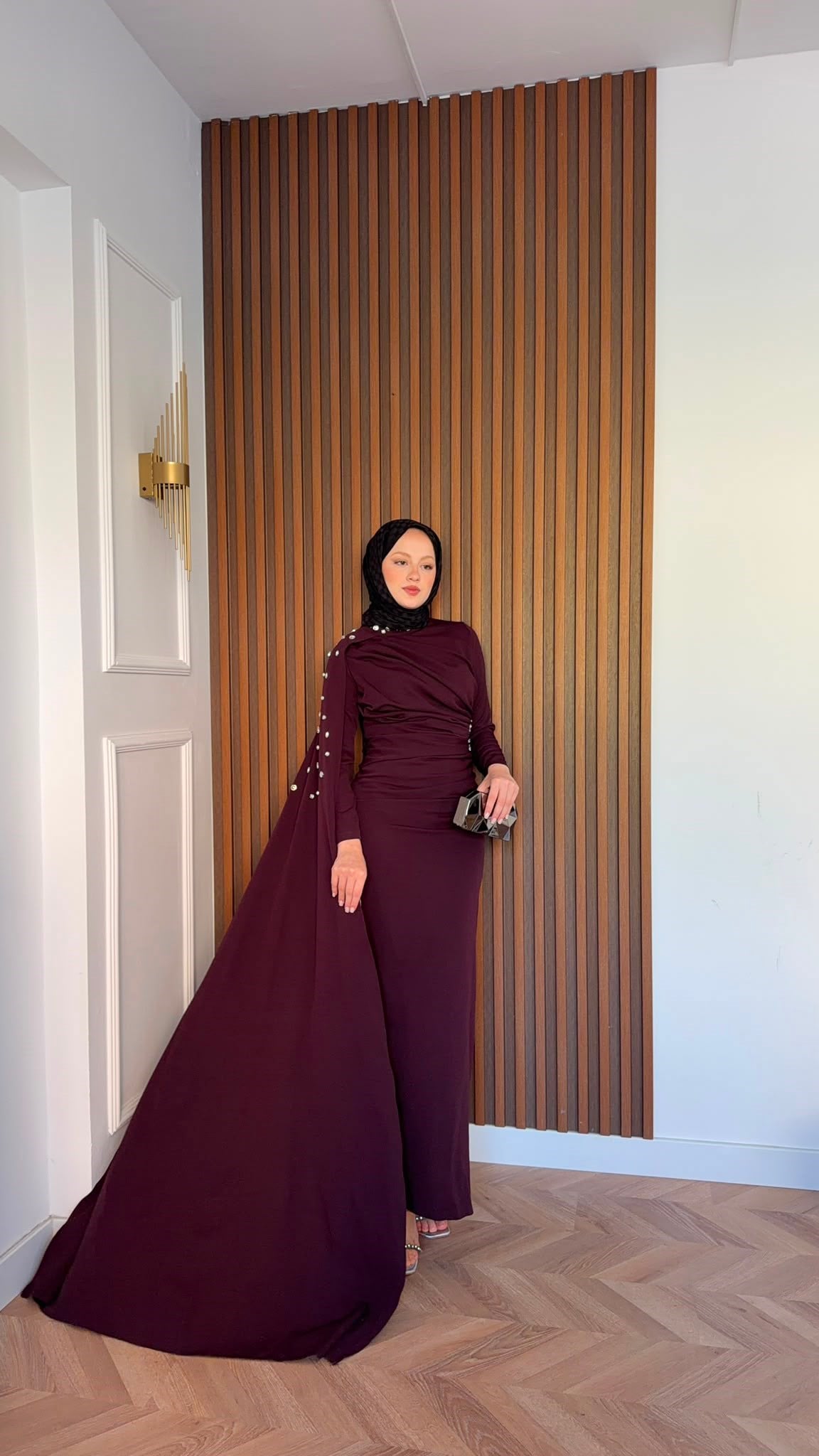 MEYSADESIGN ELBİSELER Qui Taşlı Abiye Bordo