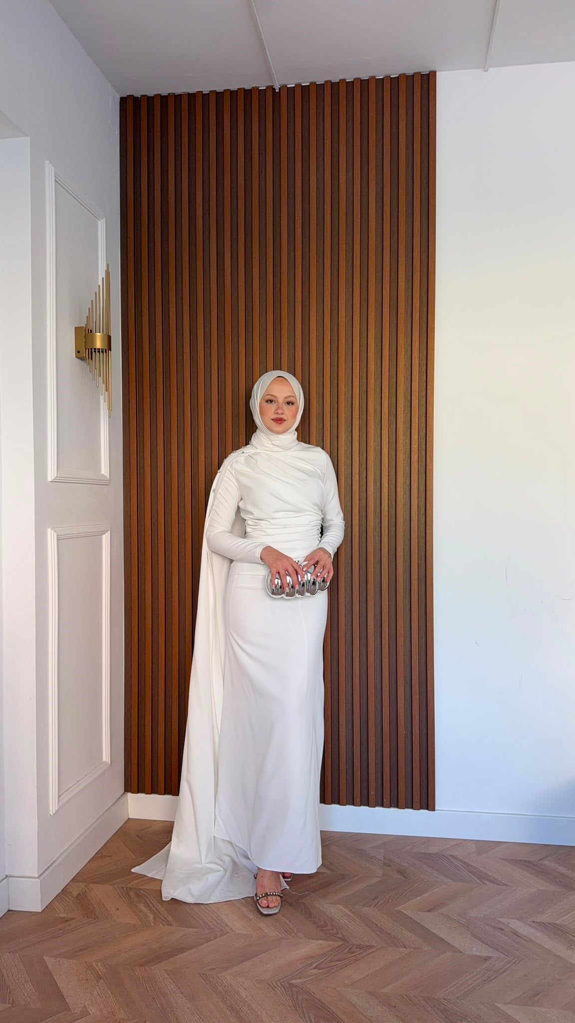 MEYSADESIGN ELBİSELER Qui Taşlı Abiye Beyaz