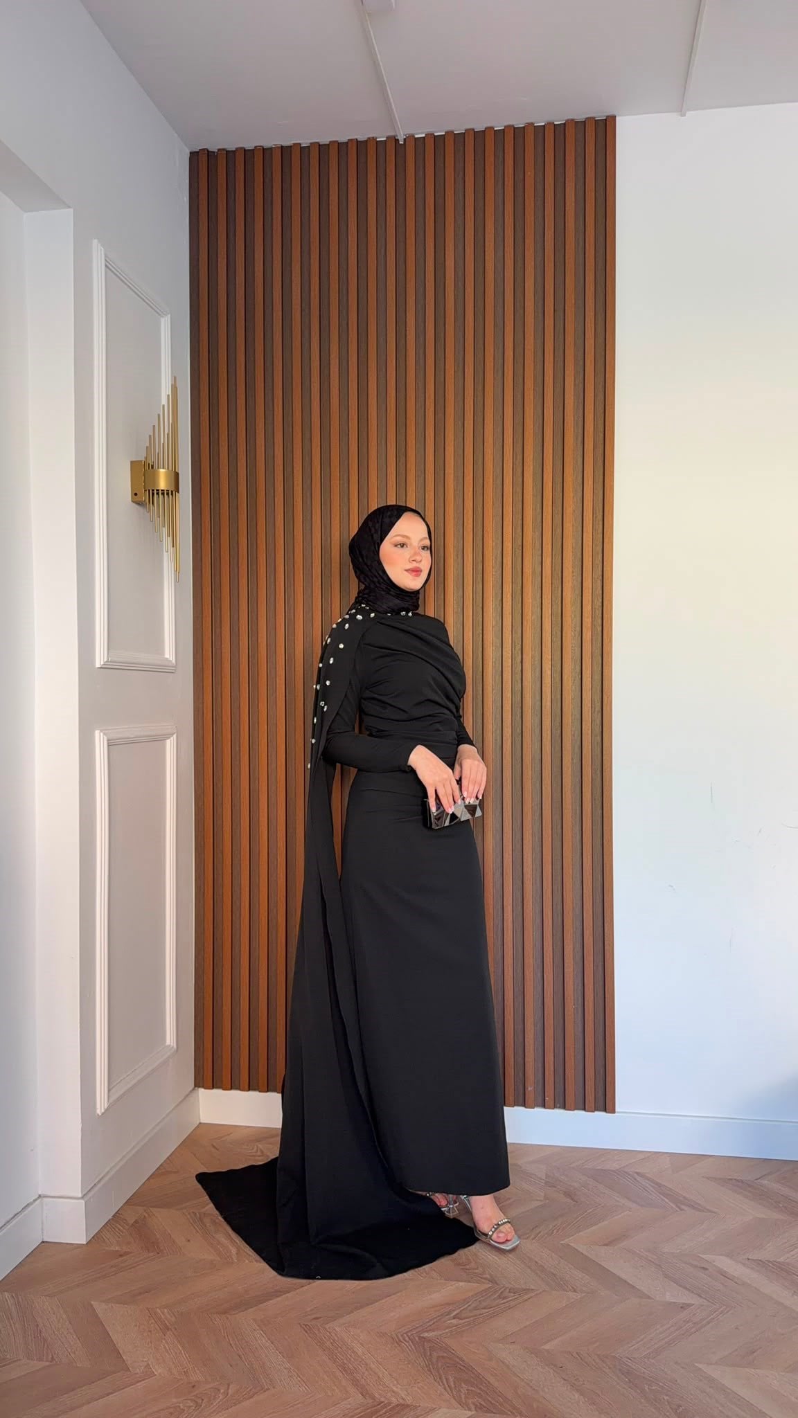 MEYSADESIGN ELBİSELER Qui Taşlı Abiye Siyah