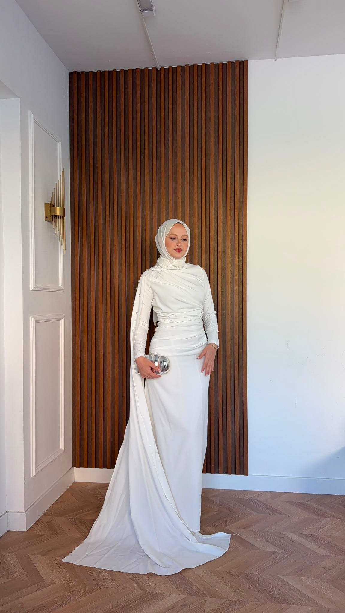 MEYSADESIGN ELBİSELER Qui Taşlı Abiye Beyaz