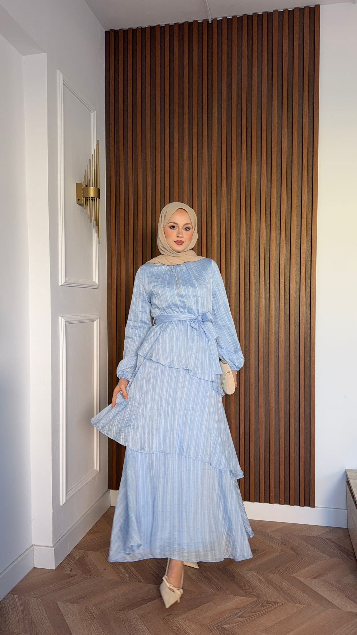 MEYSADESIGN ELBİSELER Rio Kat Kat Vual Elbise Bebe Mavisi