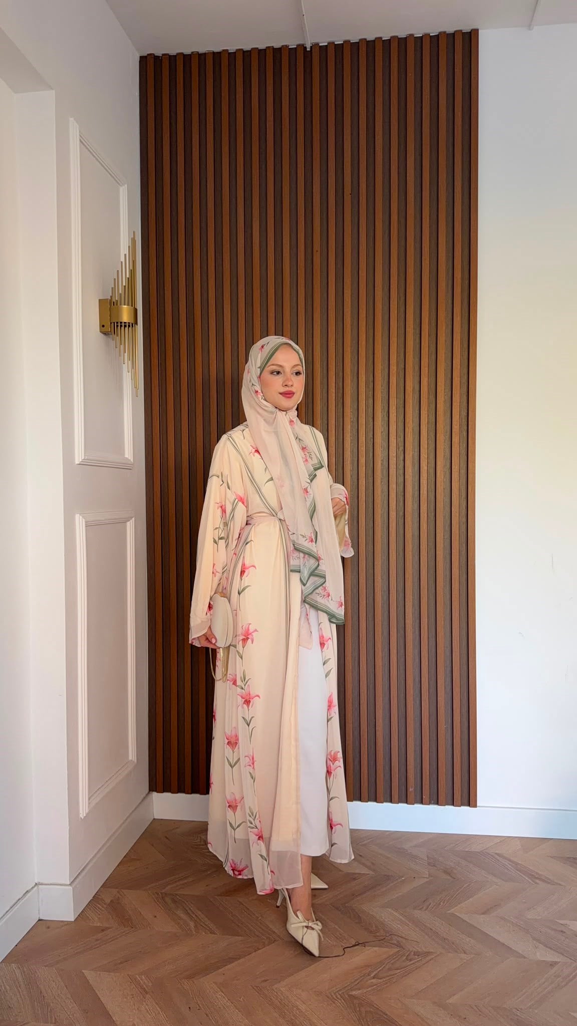 MEYSADESIGN ELBİSELER Sahra Çiçekli Şallı Abaya Takımı