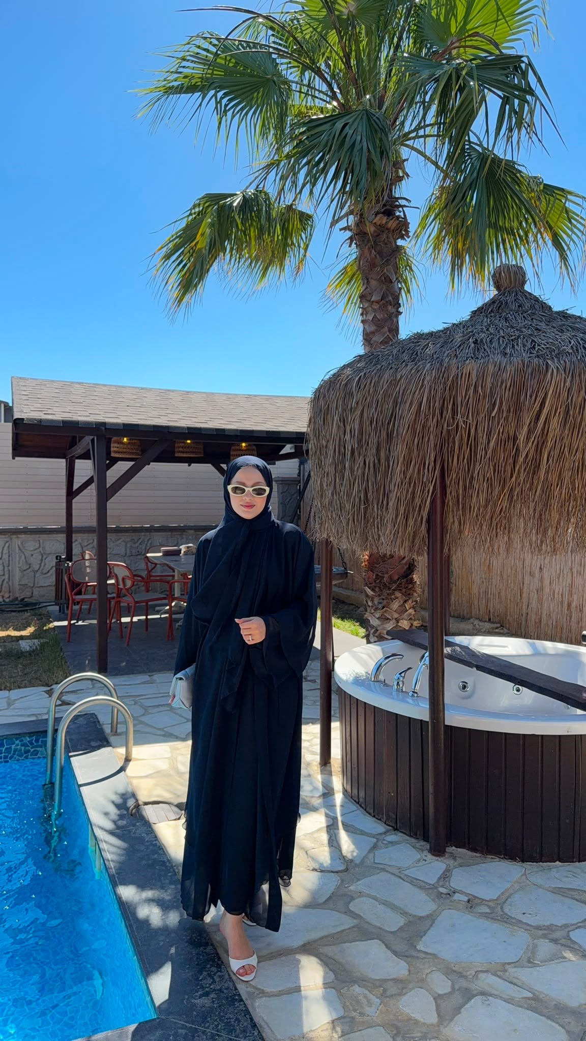 MEYSADESIGN ELBİSELER Sare Üç Parçalı Abaya Lacivert