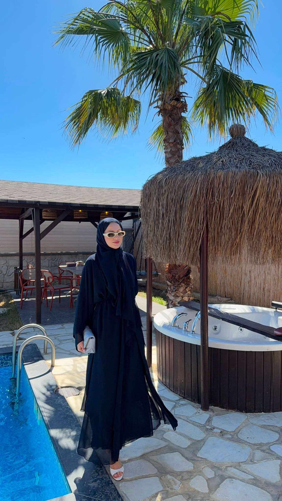 MEYSADESIGN ELBİSELER Sare Üç Parçalı Abaya Lacivert