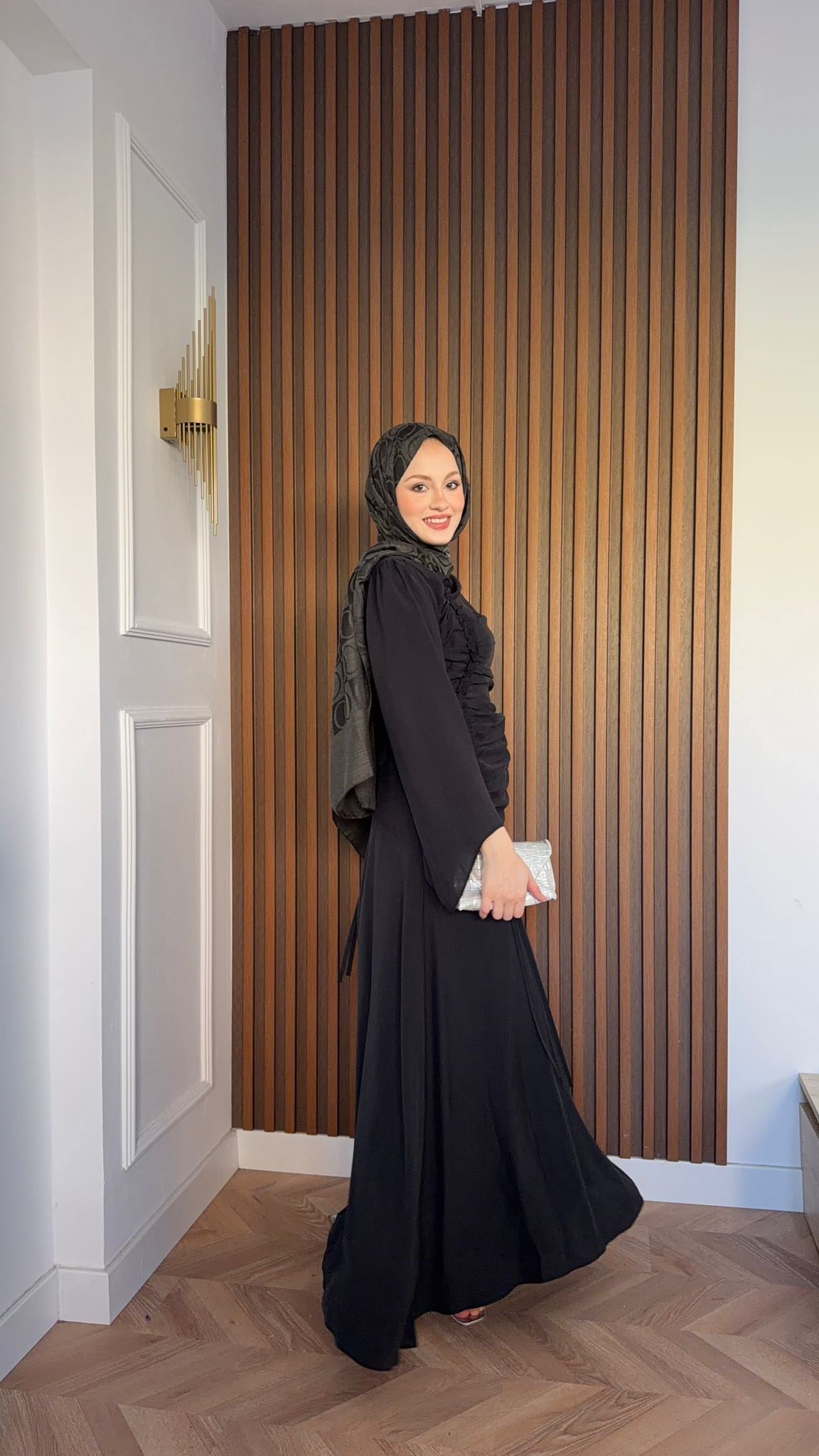 MEYSADESIGN DRESSES Selvi Büzgülü Tensel Elbise Siyah