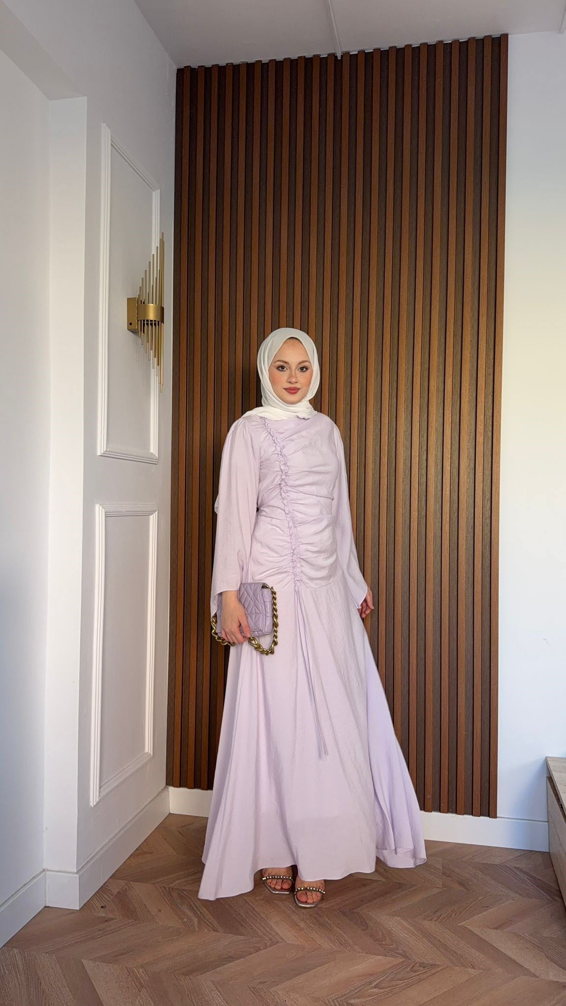 MEYSADESIGN DRESSES Selvi Büzgülü Tensel Elbise Lila
