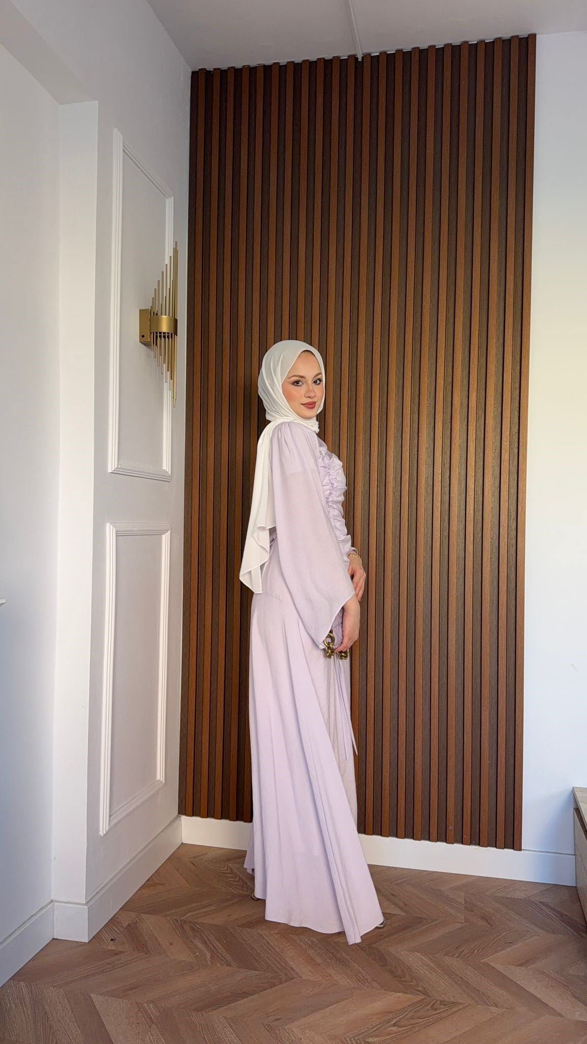 MEYSADESIGN DRESSES Selvi Büzgülü Tensel Elbise Lila