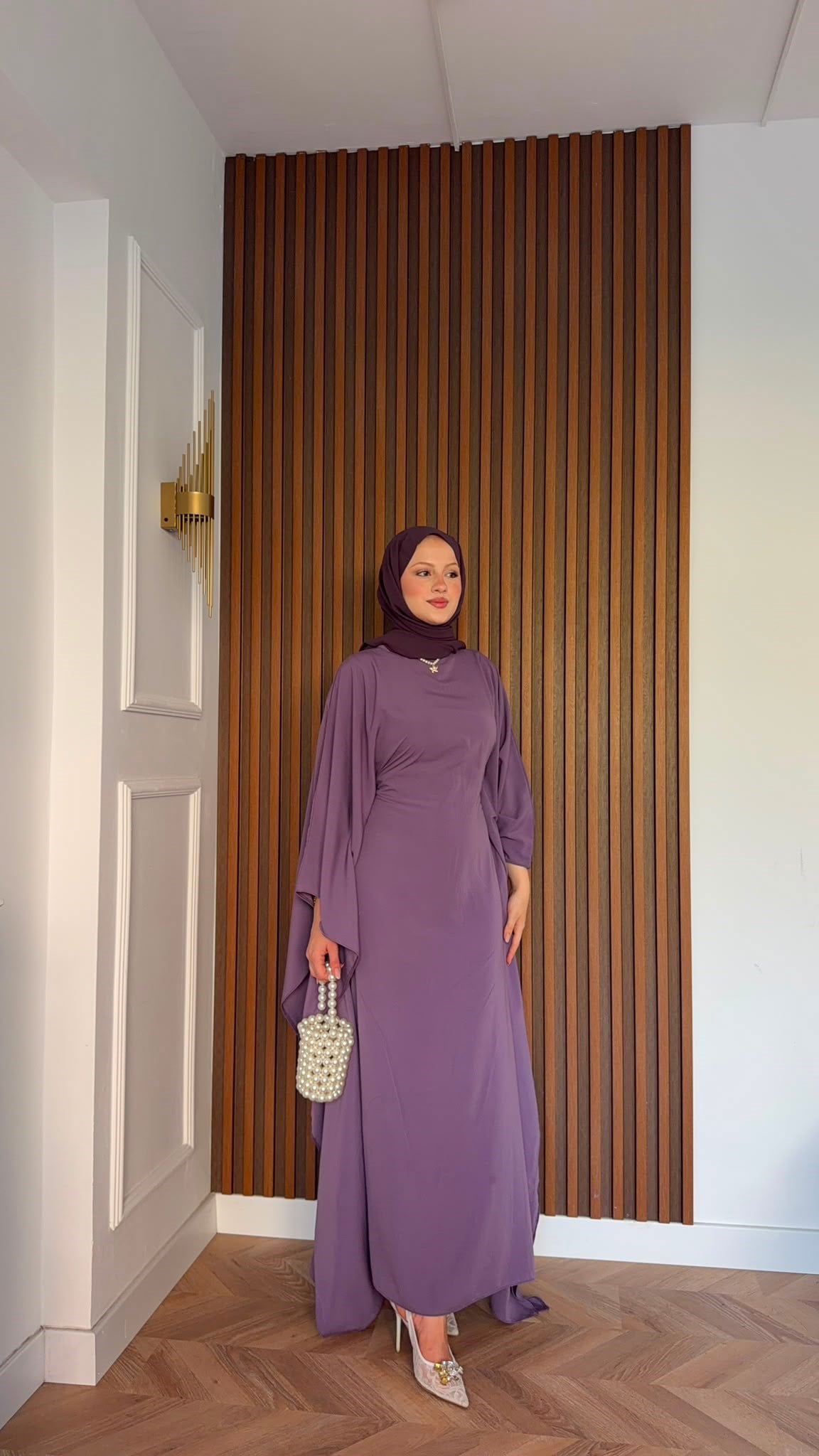 MEYSADESIGN ELBİSELER Sisi Yarasa Kol Elbise Lila